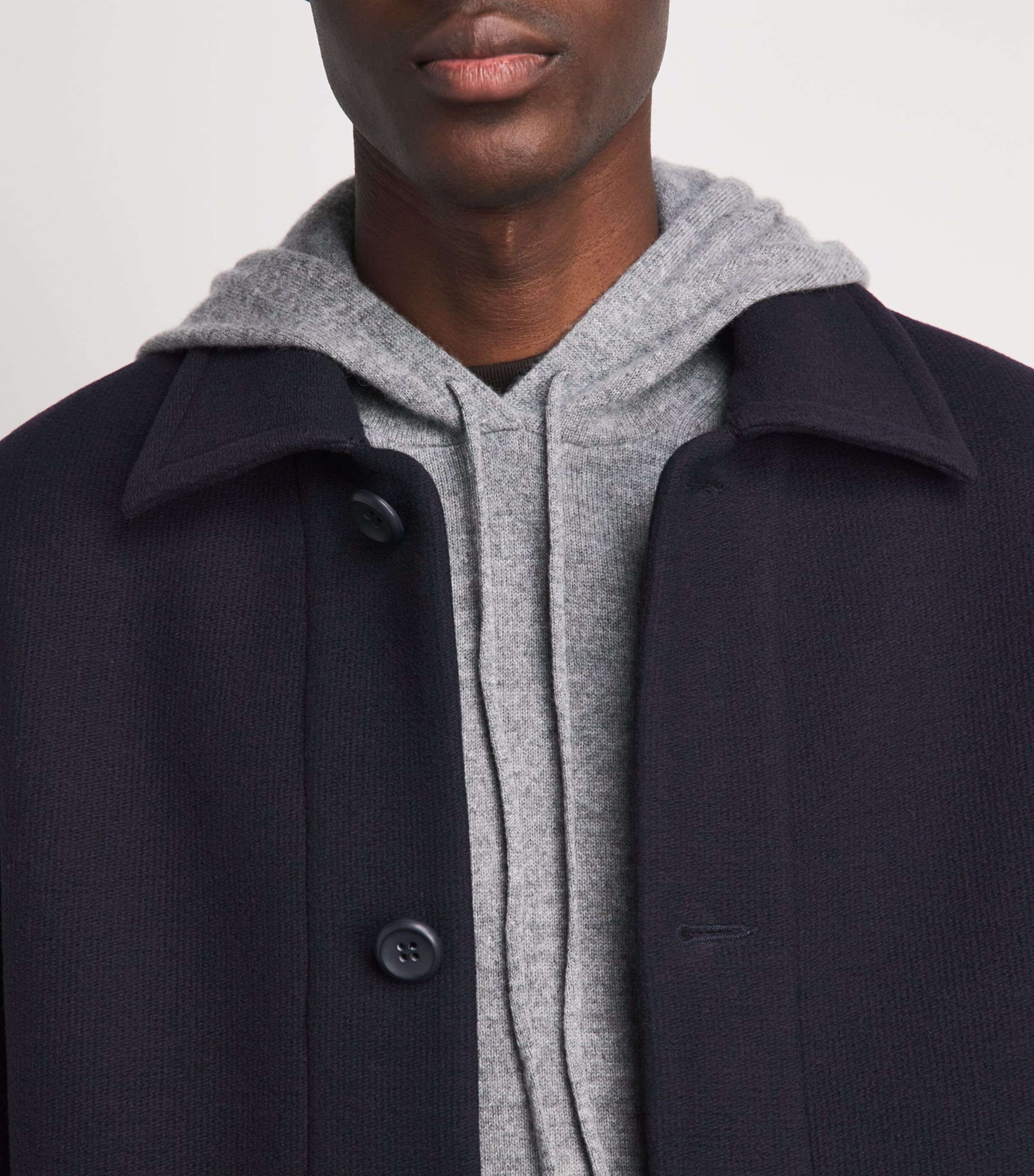 Sandro Paris Mens Wool-Blend Overshirt Midnight Blue Image 3