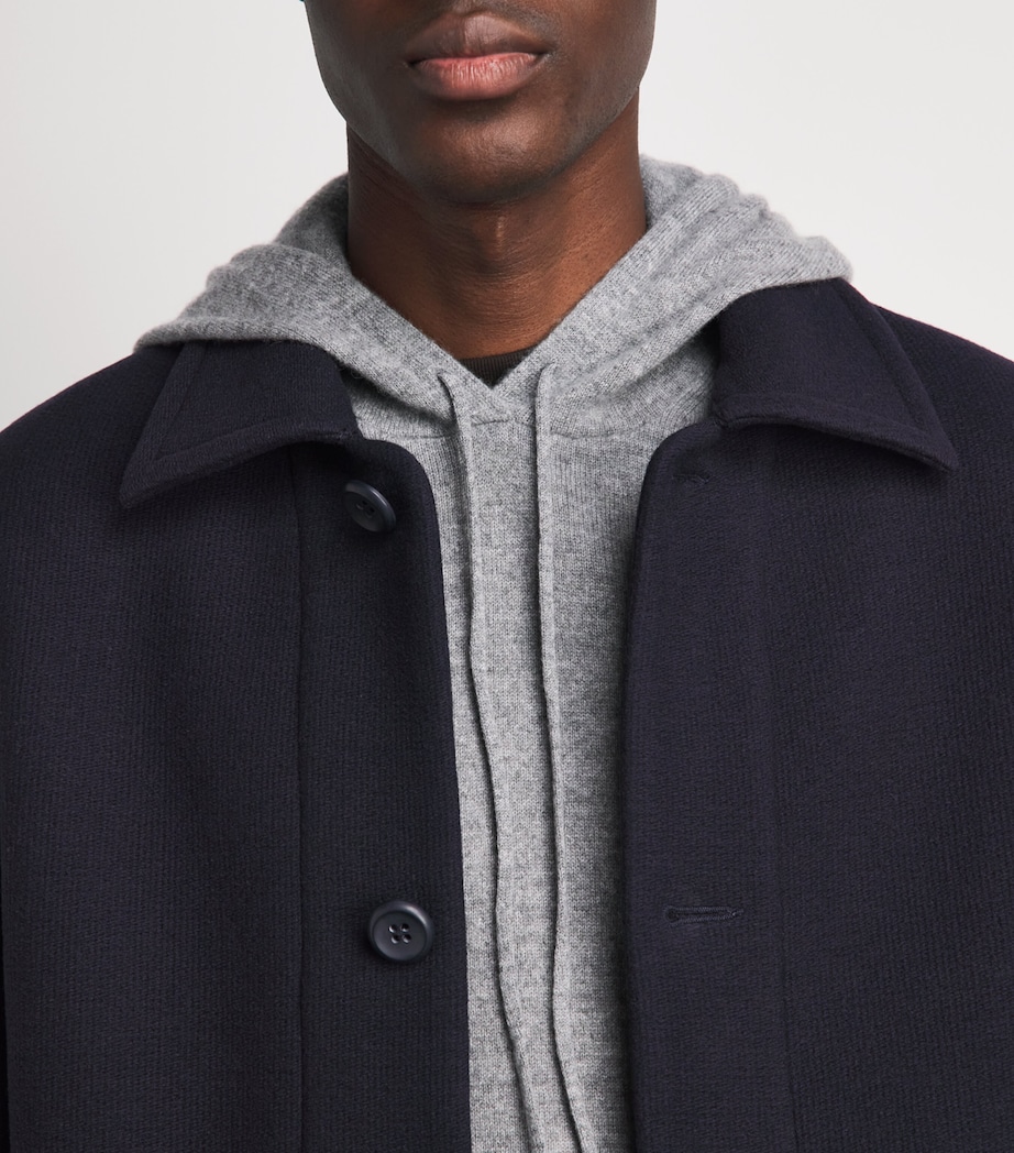Sandro Paris Mens Wool-Blend Overshirt Midnight Blue Image 3