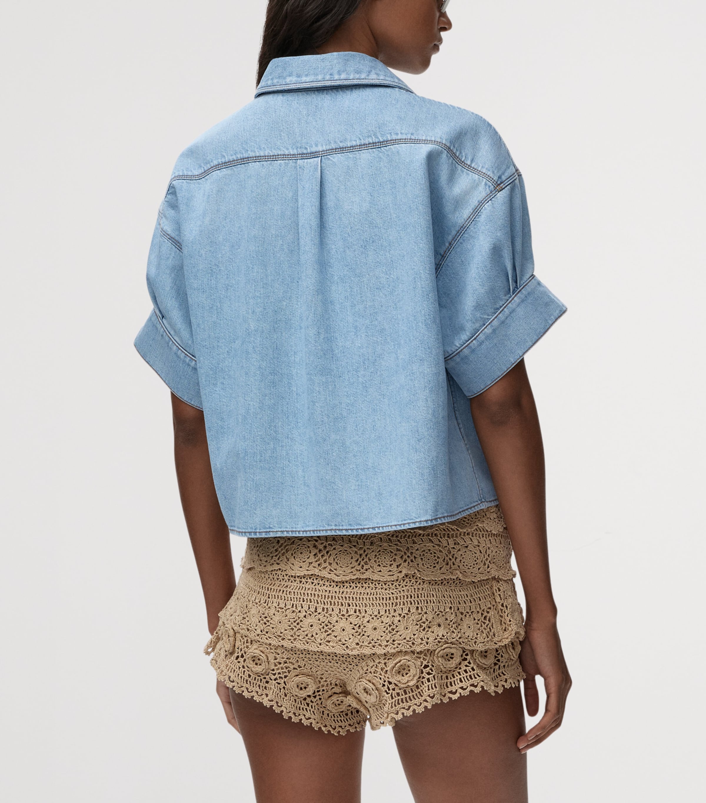 LOEWE Blue x Paula's Ibiza Denim Anagram Short-Sleeve Shirt