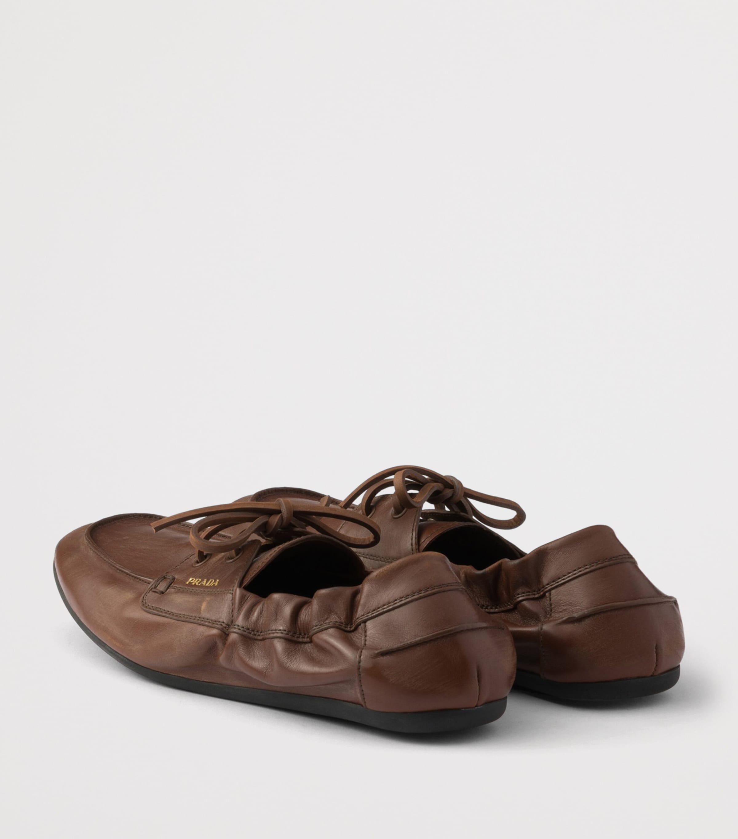 Prada Antiqued Leather Shuffle Loafers Brown Image 4