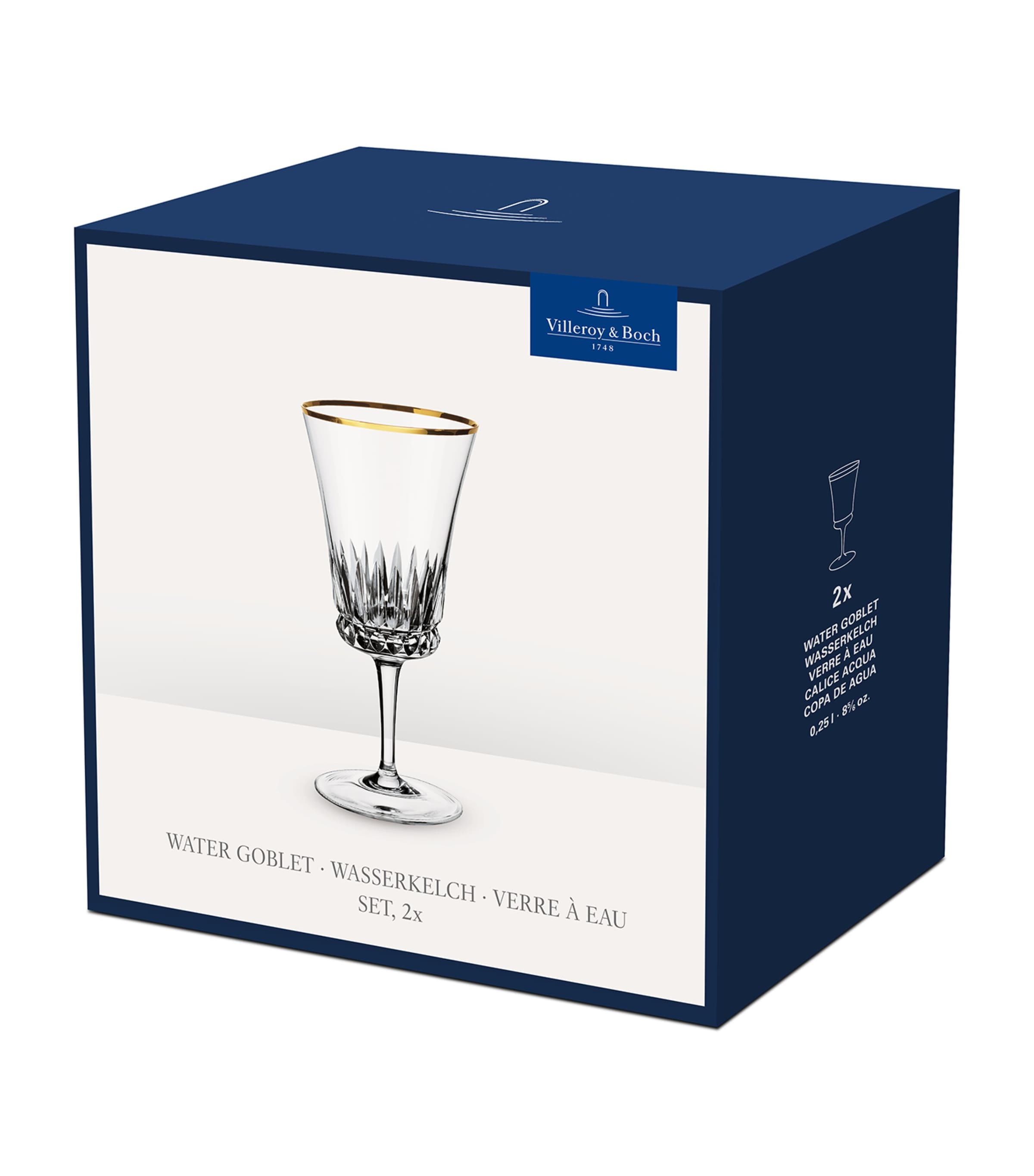 Set of 2 Grand Royal Gold Water Goblets (390ml) CLEAR Image 3