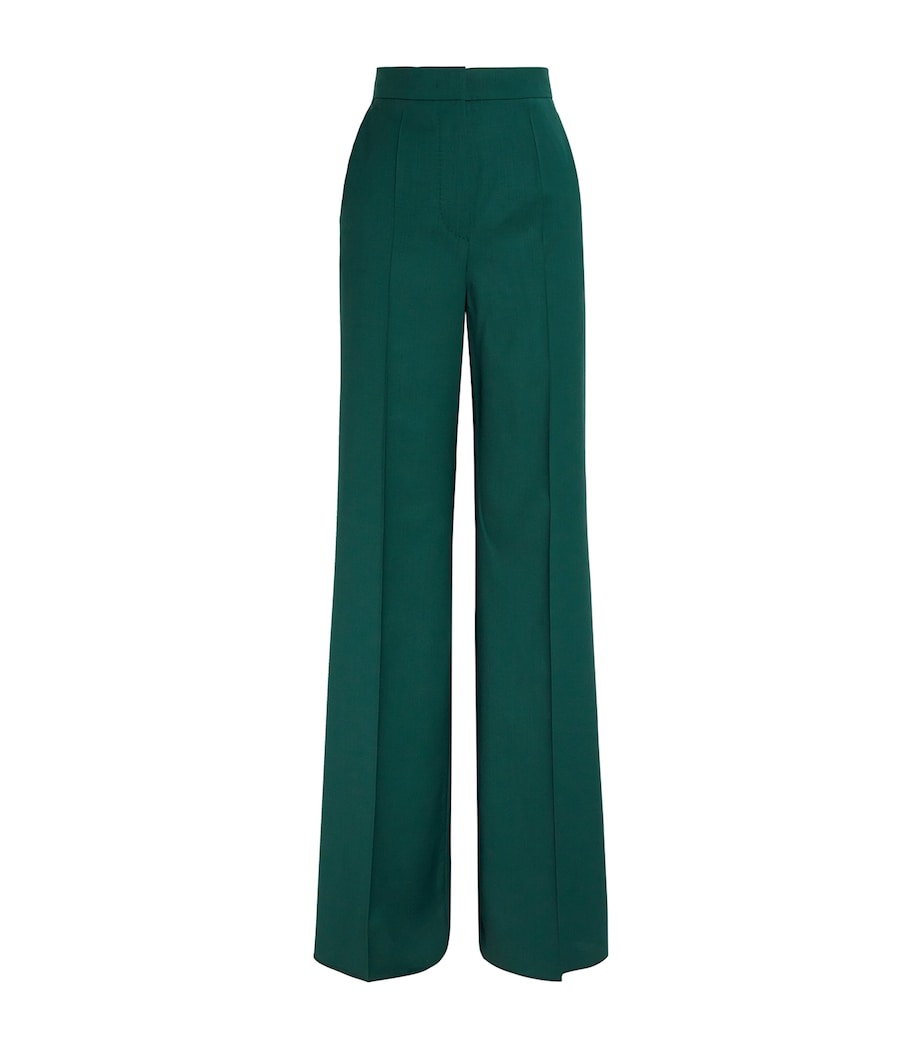 Virgin Wool Wide-Leg Trousers DARK GREEN Image 1