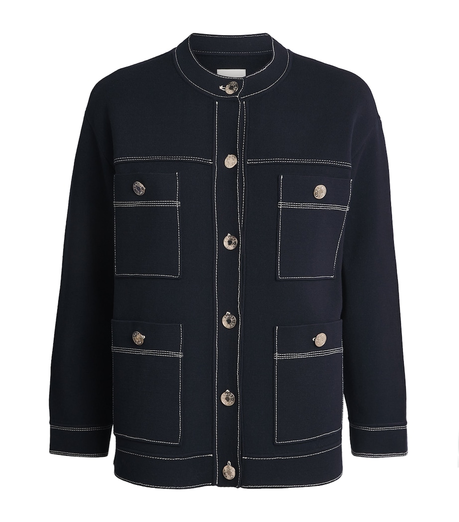 Topstitched Cardigan NAVY BLUE Image 1