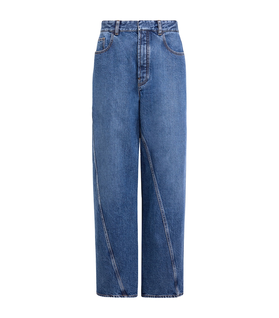 Alaïa Womens Twisted Straight-Leg Jeans Bleu Mineral Image 1