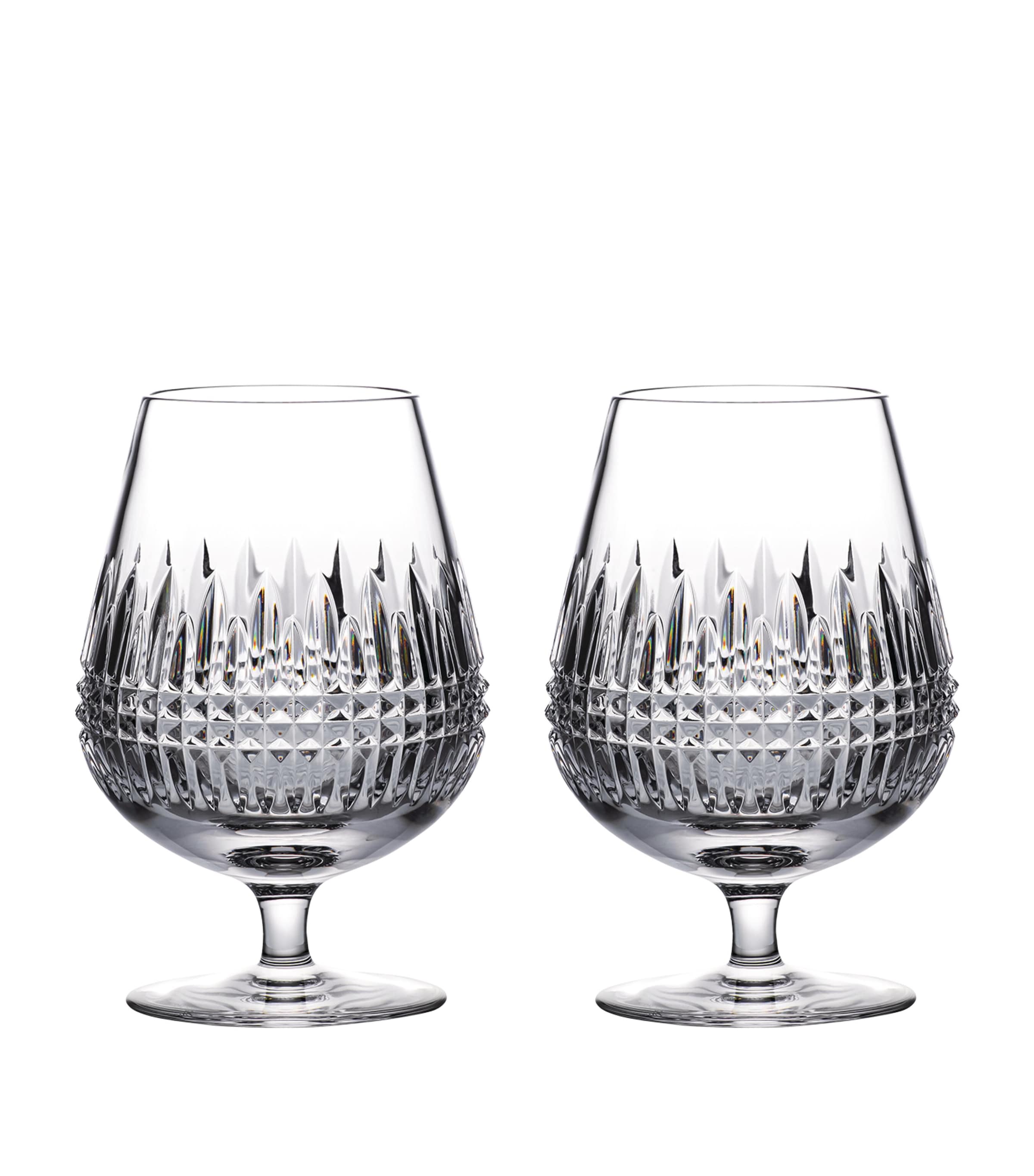 Waterford Set Of 2 Lismore Diamond Brandy Balloon Glasses In Transparent