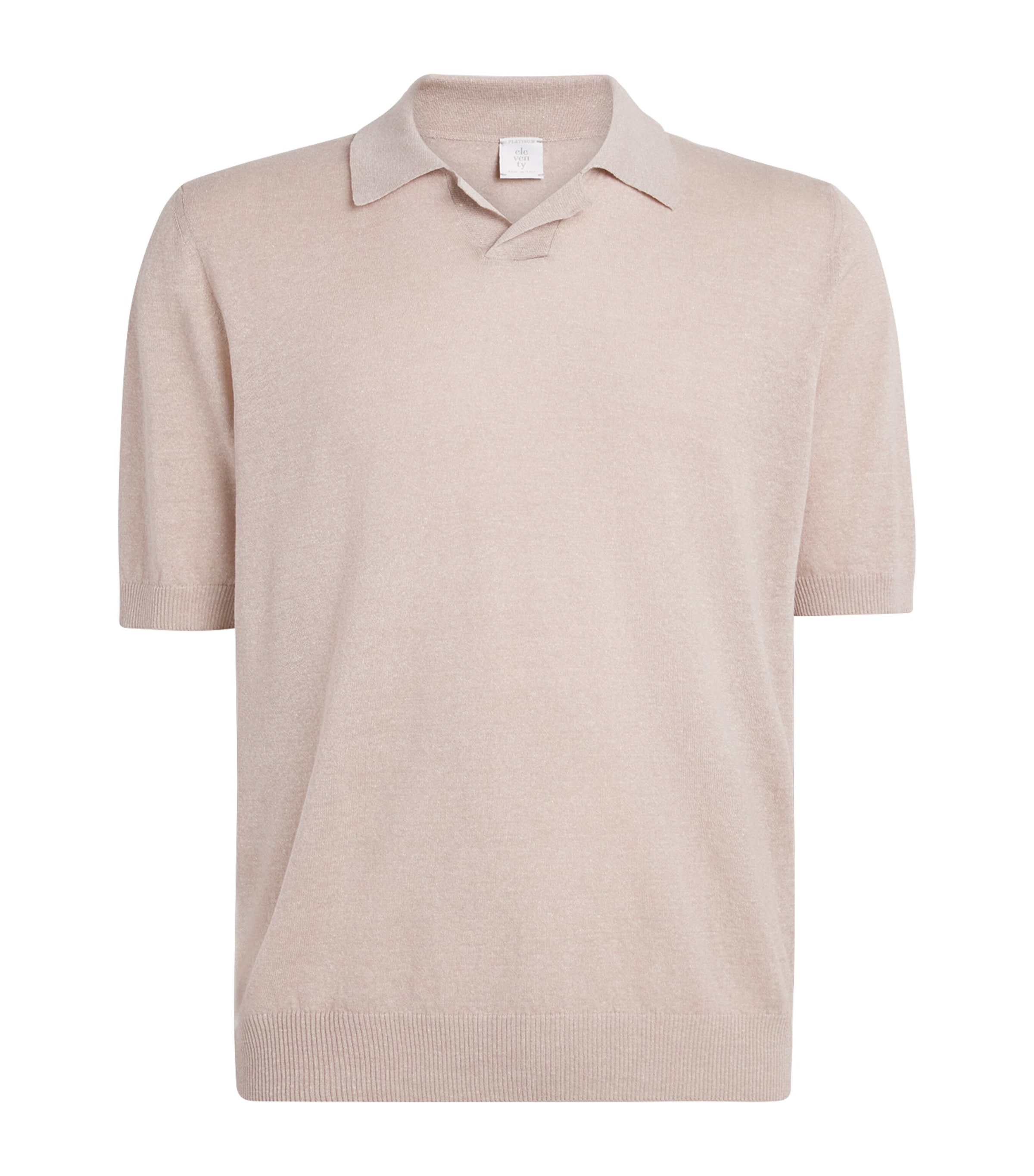 Eleventy Mens Cotton-Linen Polo Shirt Cipria Image 1