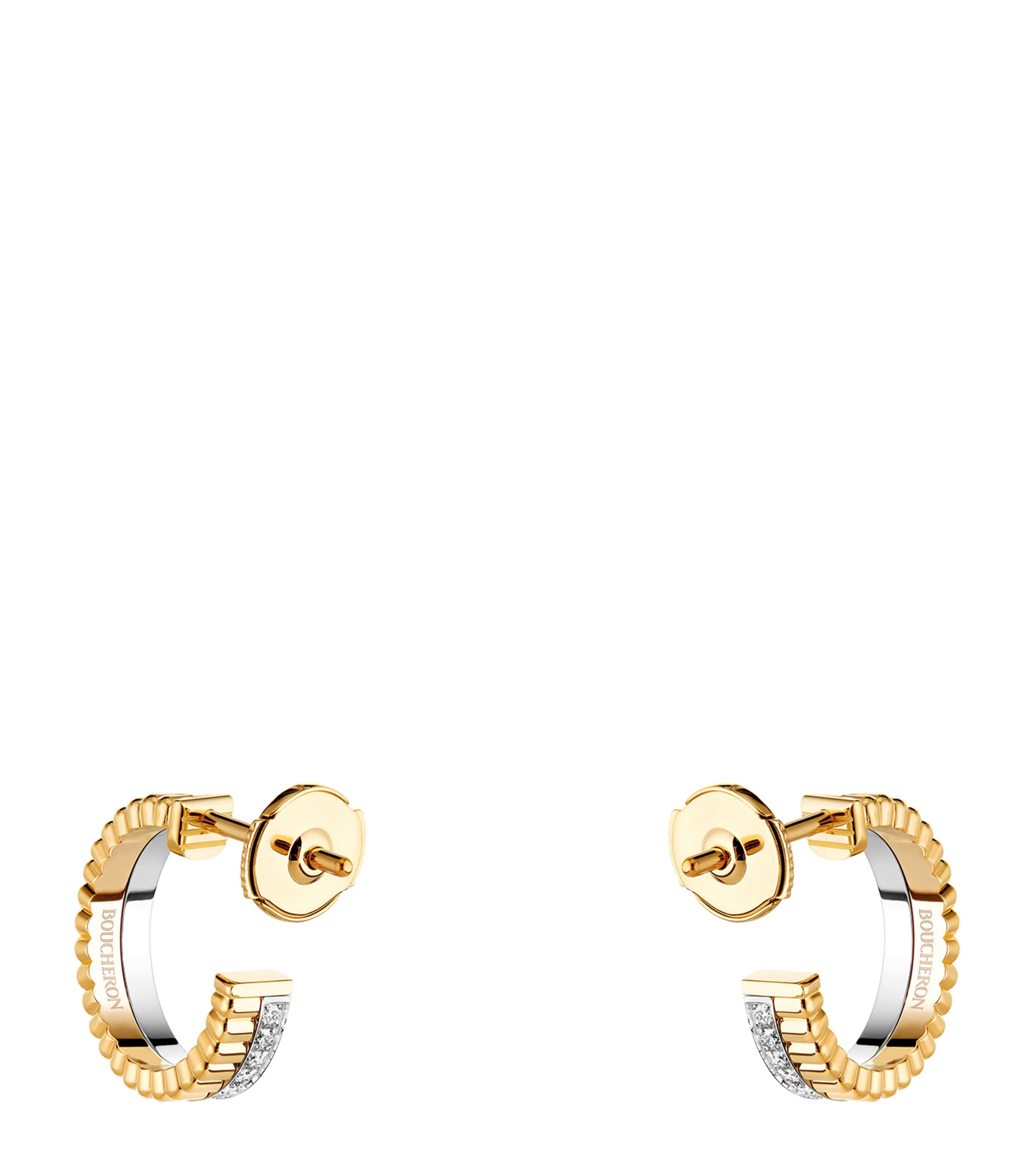 Mixed Gold and Diamond Quatre Hoop Earrings MULTI Image 4