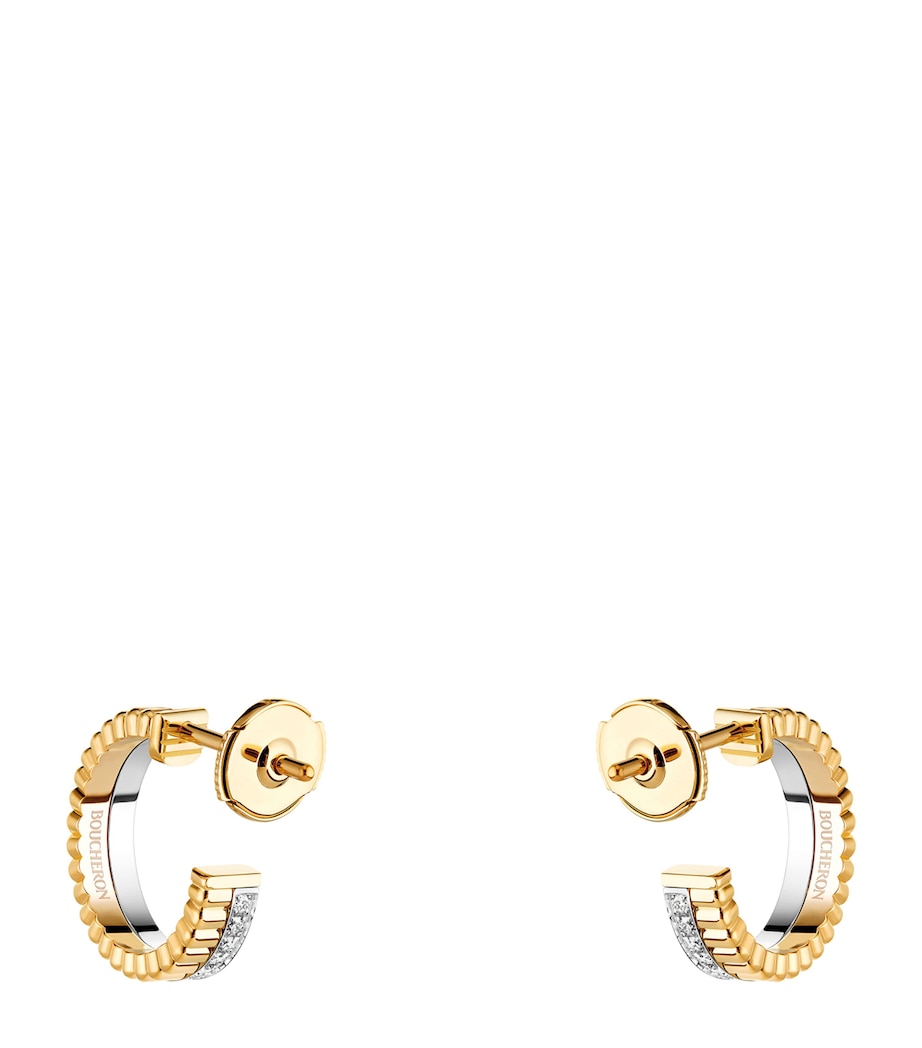 Mixed Gold and Diamond Quatre Hoop Earrings MULTI Image 4