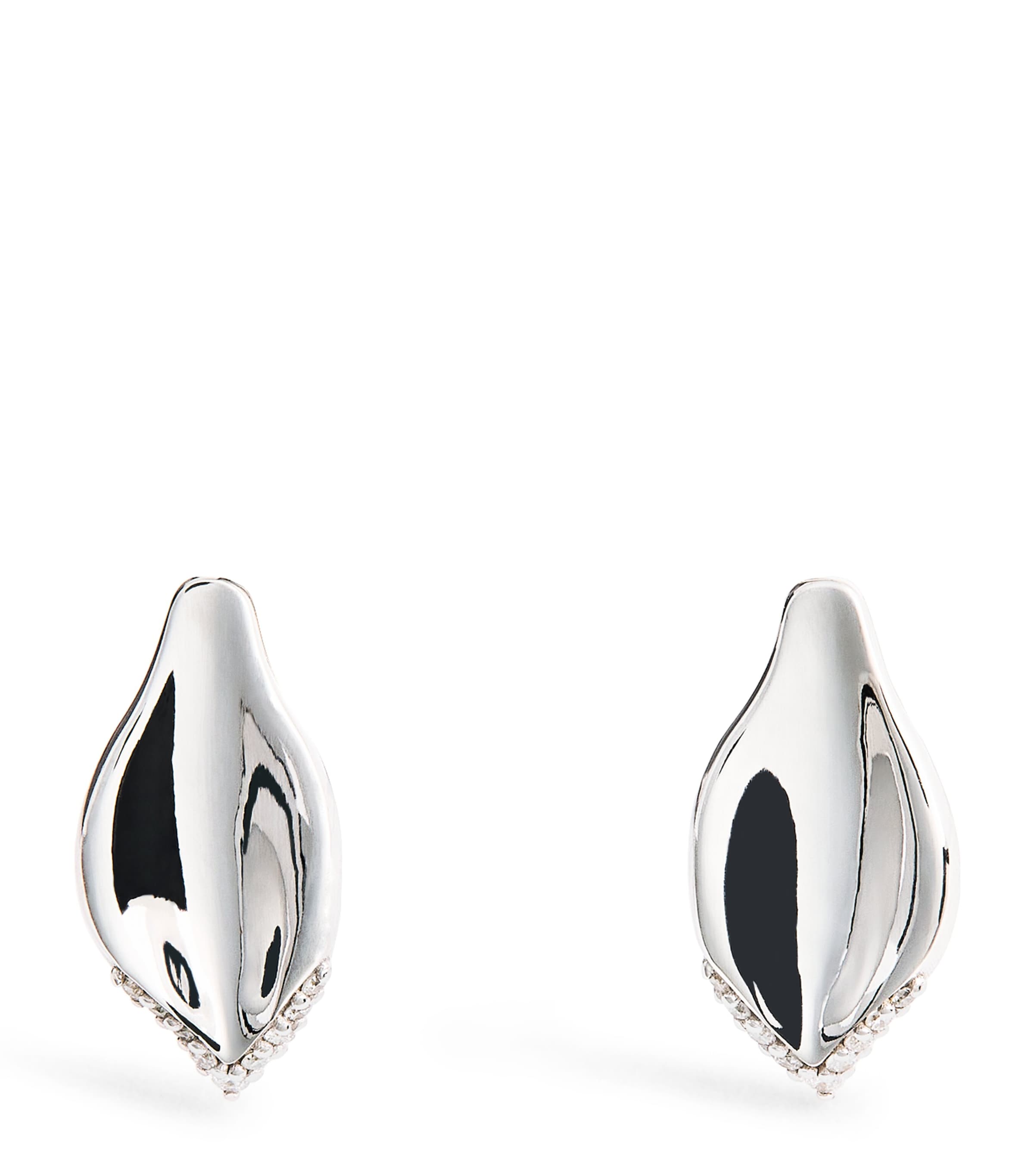 Bee Goddess White Gold And Diamond Secret Garden Gloria Stud Earrings In White