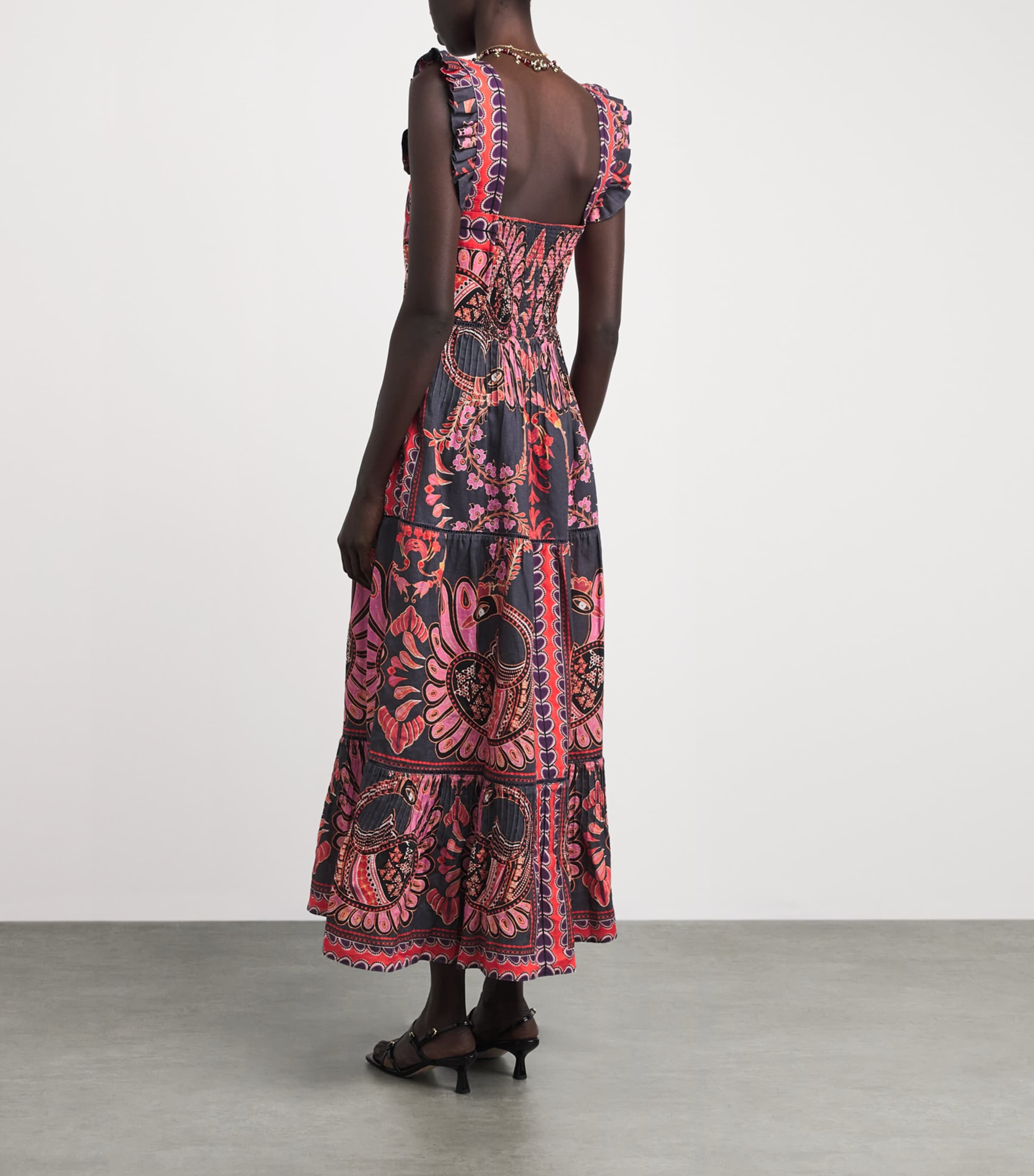 LUG VON SIGA Womens Linen Sybill Midi Dress Black Pink Mlticolor Image 4