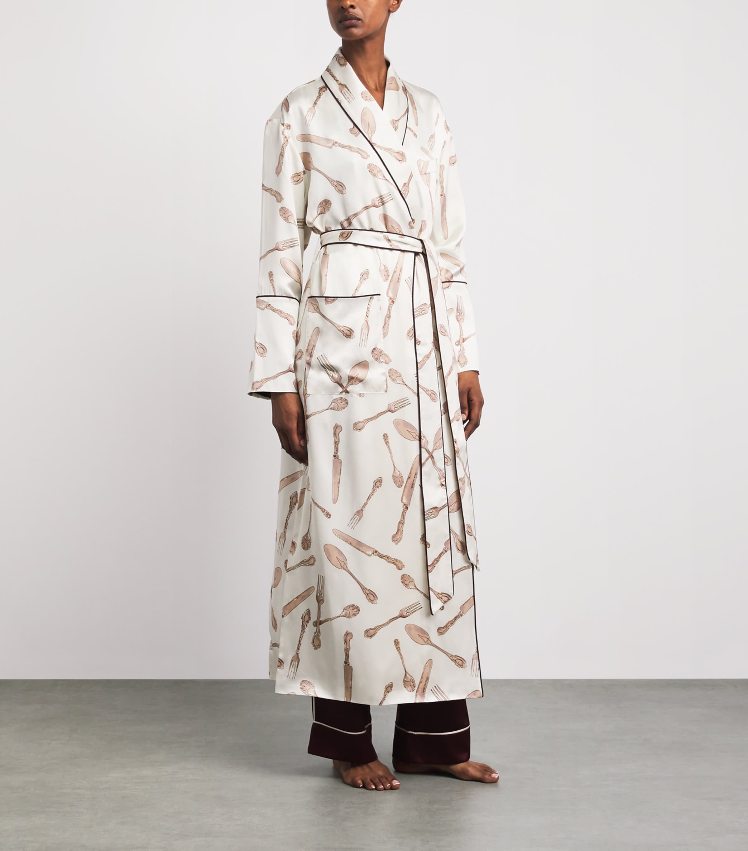 Olivia von Halle Womens Silk Cutlery Capability Robe Sevilla Image 2