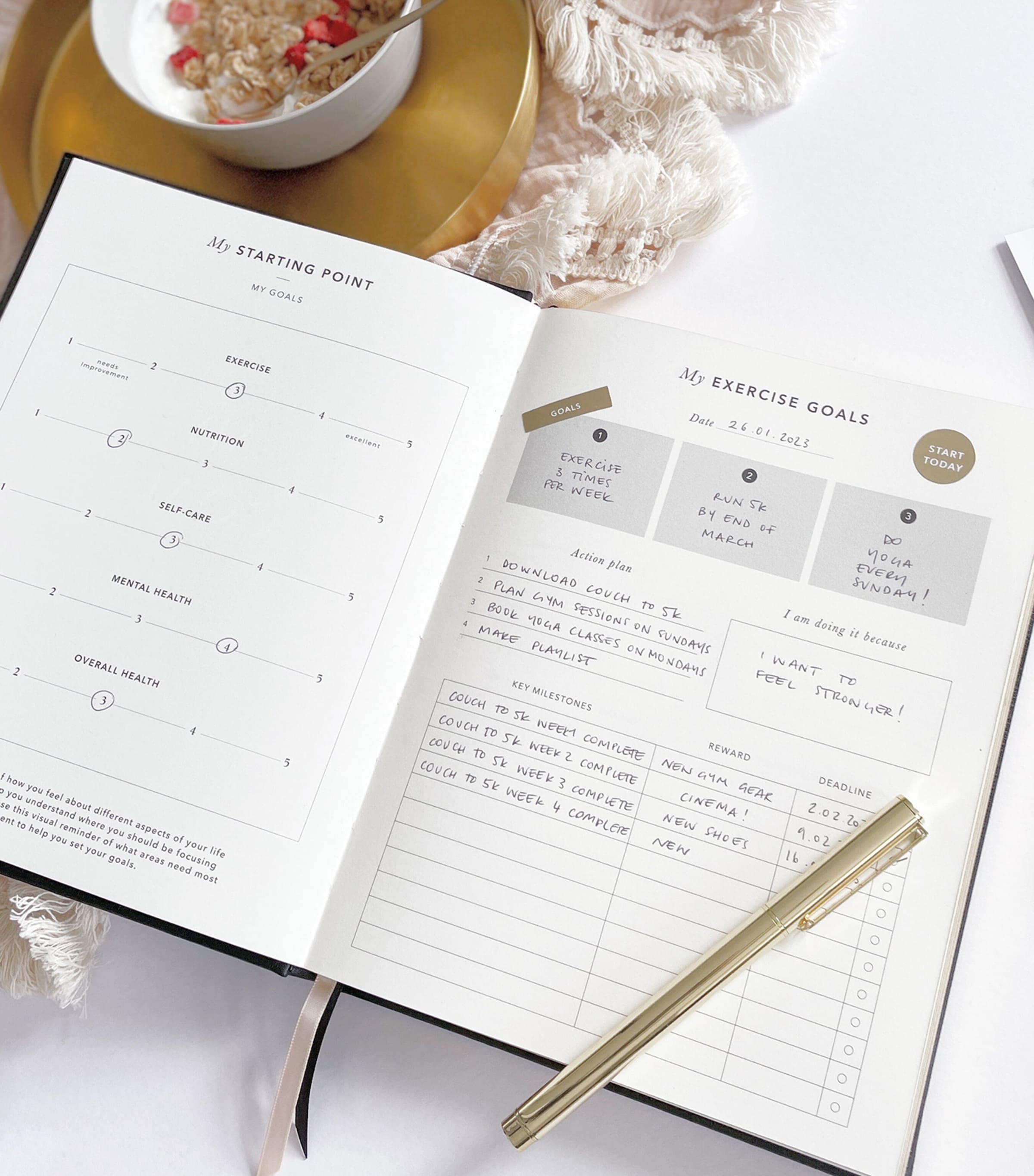 Blush and Gold Daily Fitness & Meal Planner Green, Gold Image 11