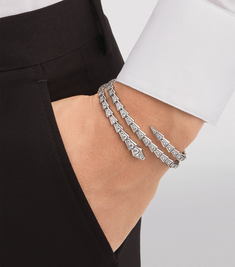 Small White Gold and Diamond Serpenti Viper Bracelet WHITE GOLD Image 3