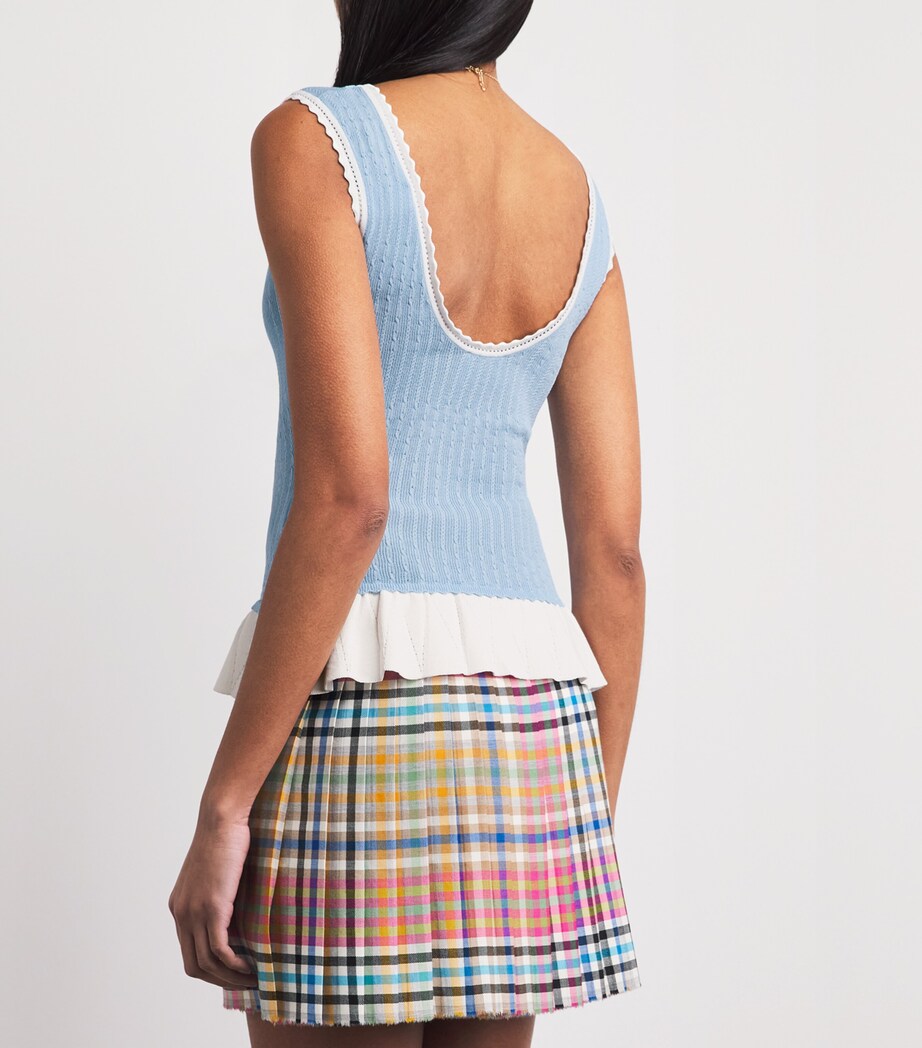 Claudie Pierlot Womens Knitted Pointelle Tank Top Cloud Blue Image 5