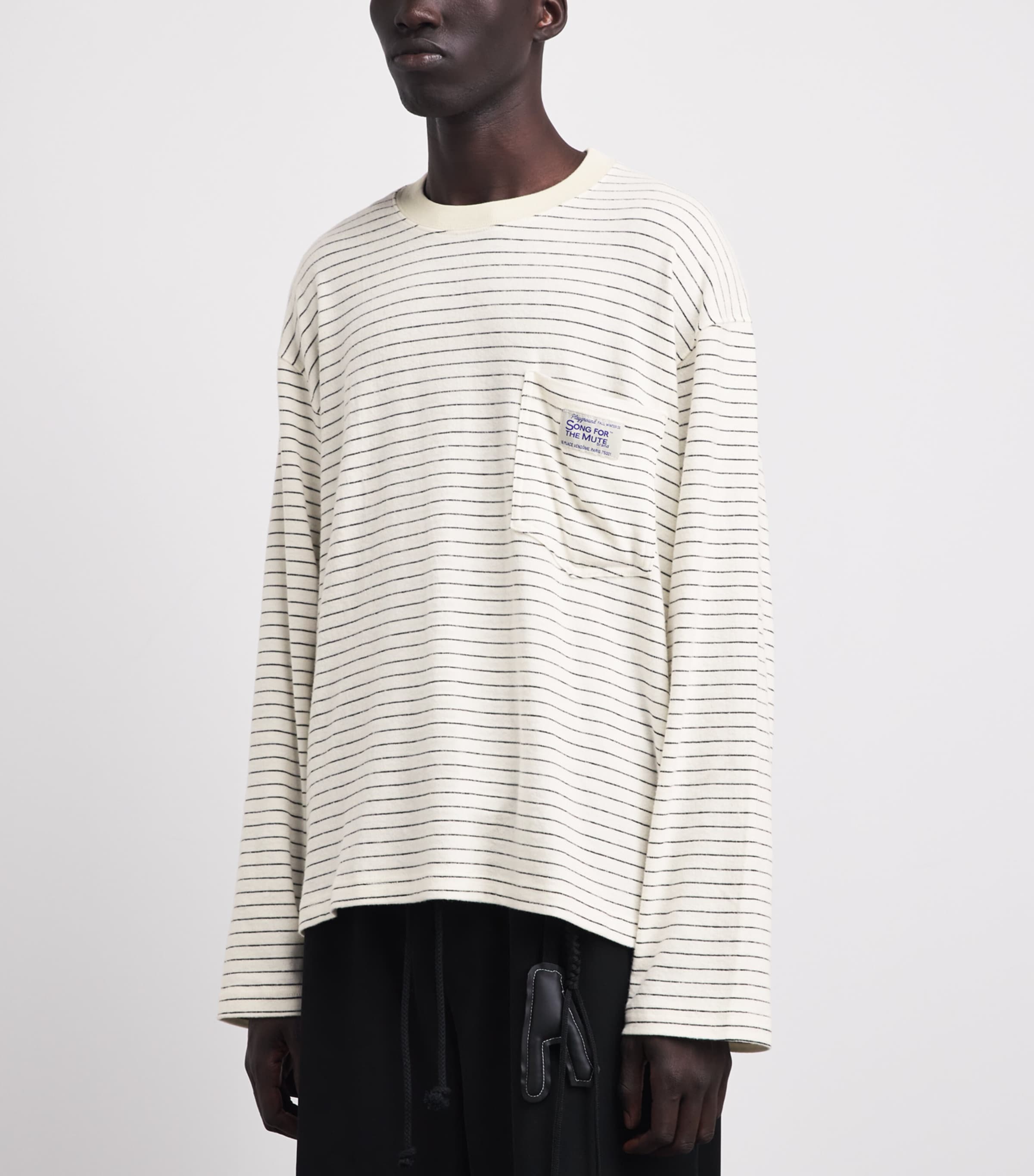 Song For The Mute Mens Stripe Long-Sleeve T-Shirt Ivory Image 4