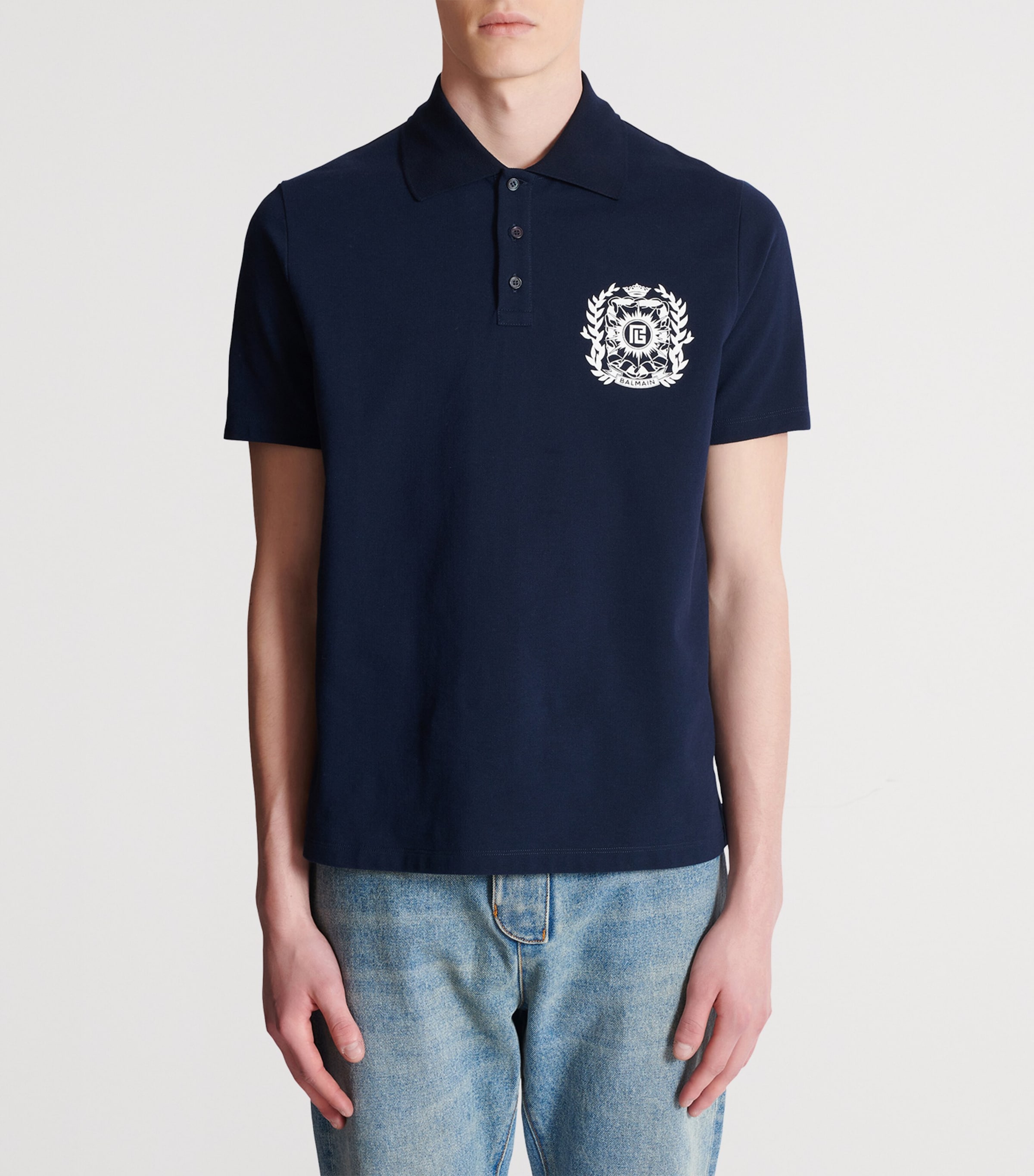 Cotton Crest Polo Shirt SIV MARINE/BLANC Image 3