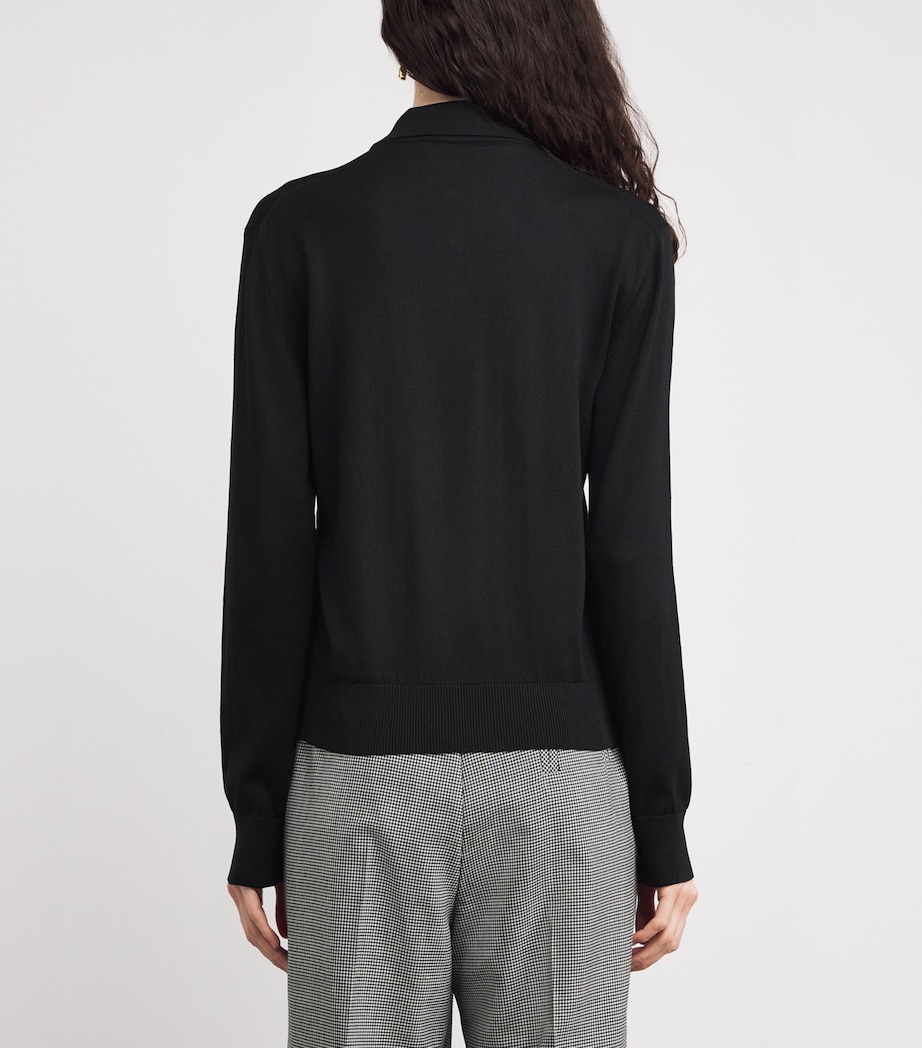 Silk-Cotton Polo Long-Sleeve T-Shirt N000 BLACK Image 4