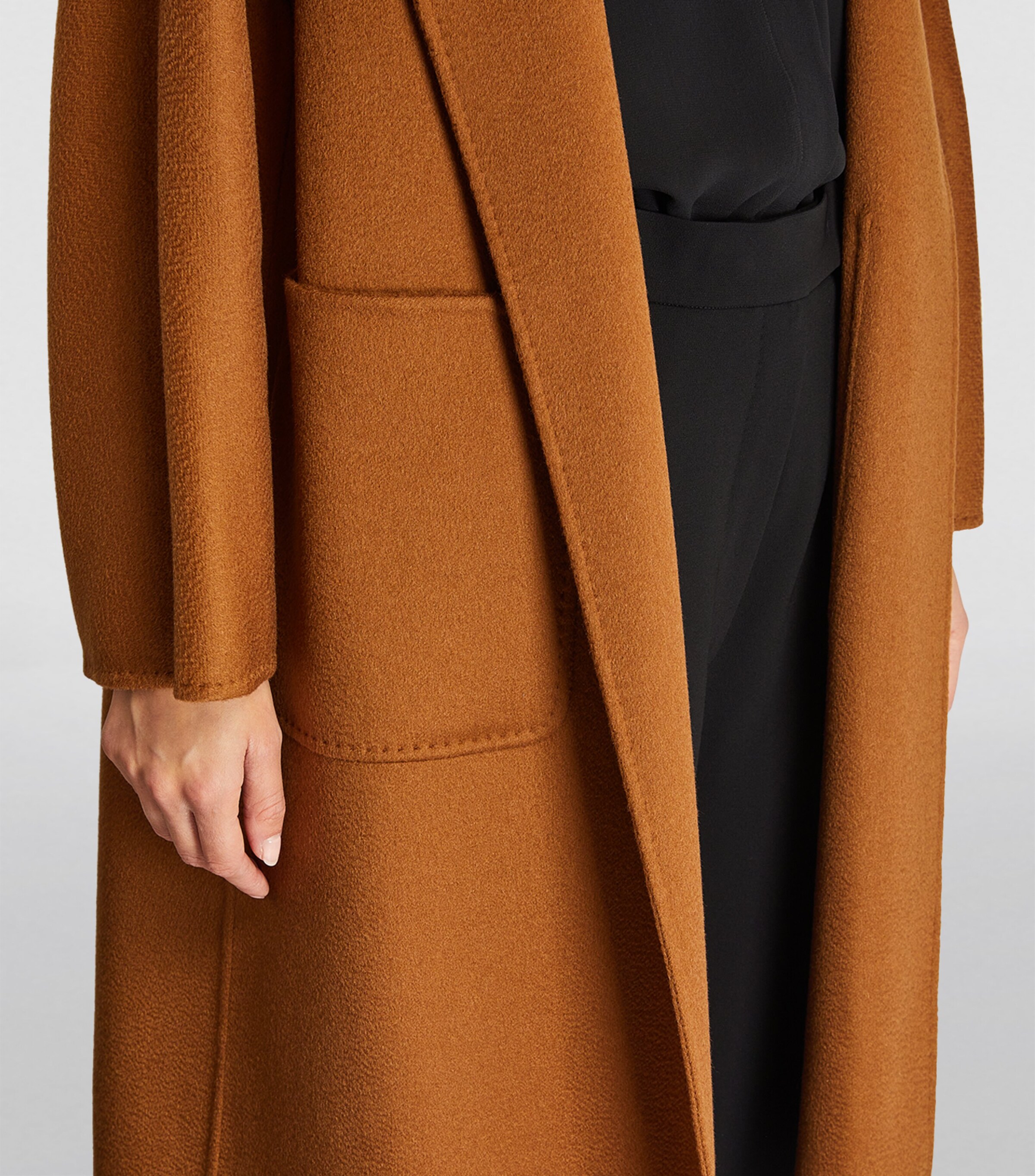 コート Max Mara  MAX MARA Lilia Coat Midi cashmere cardigan coat, camel | 