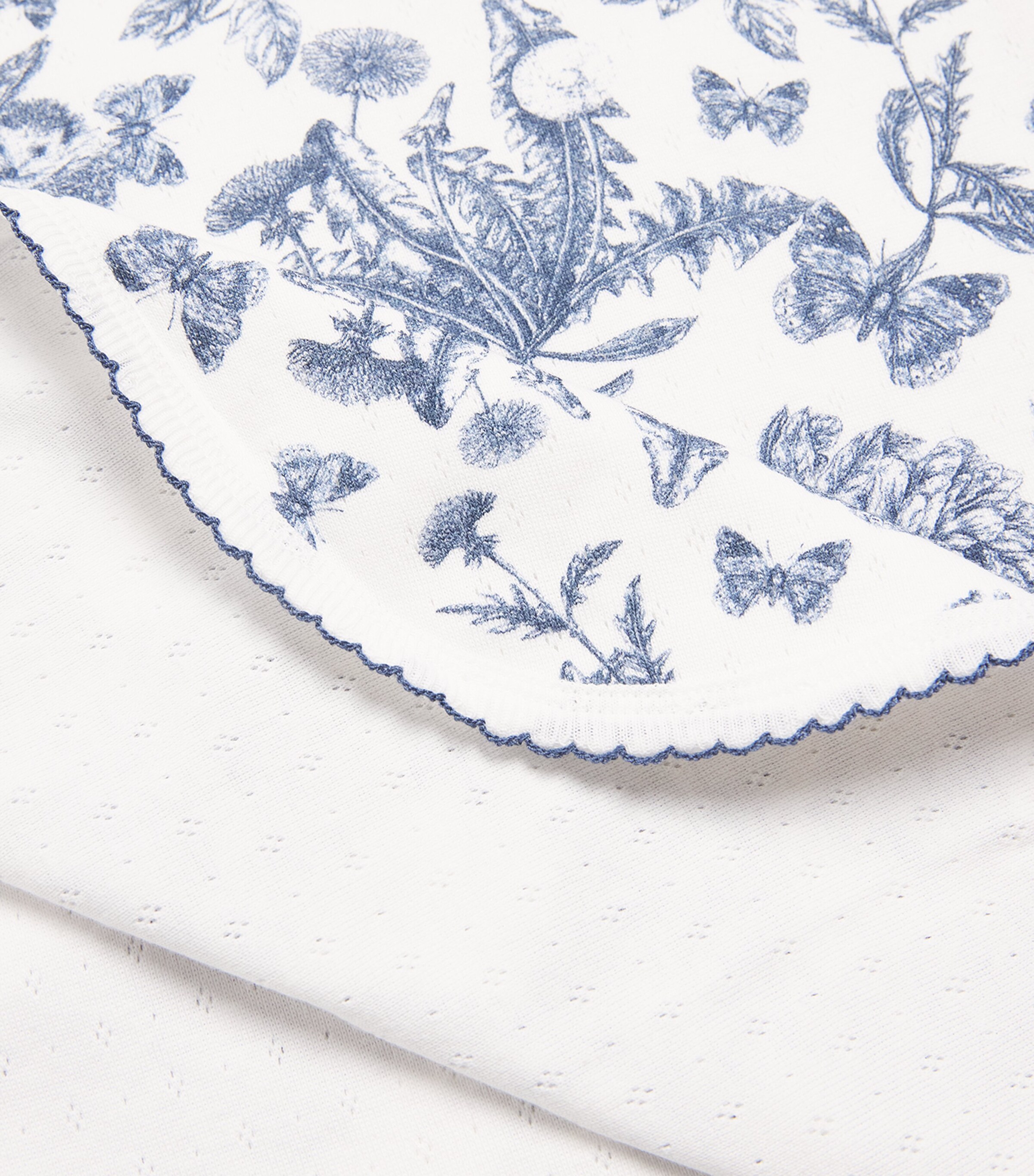 Tartine et Chocolat Cotton Toile de Jouy Blanket Image 3