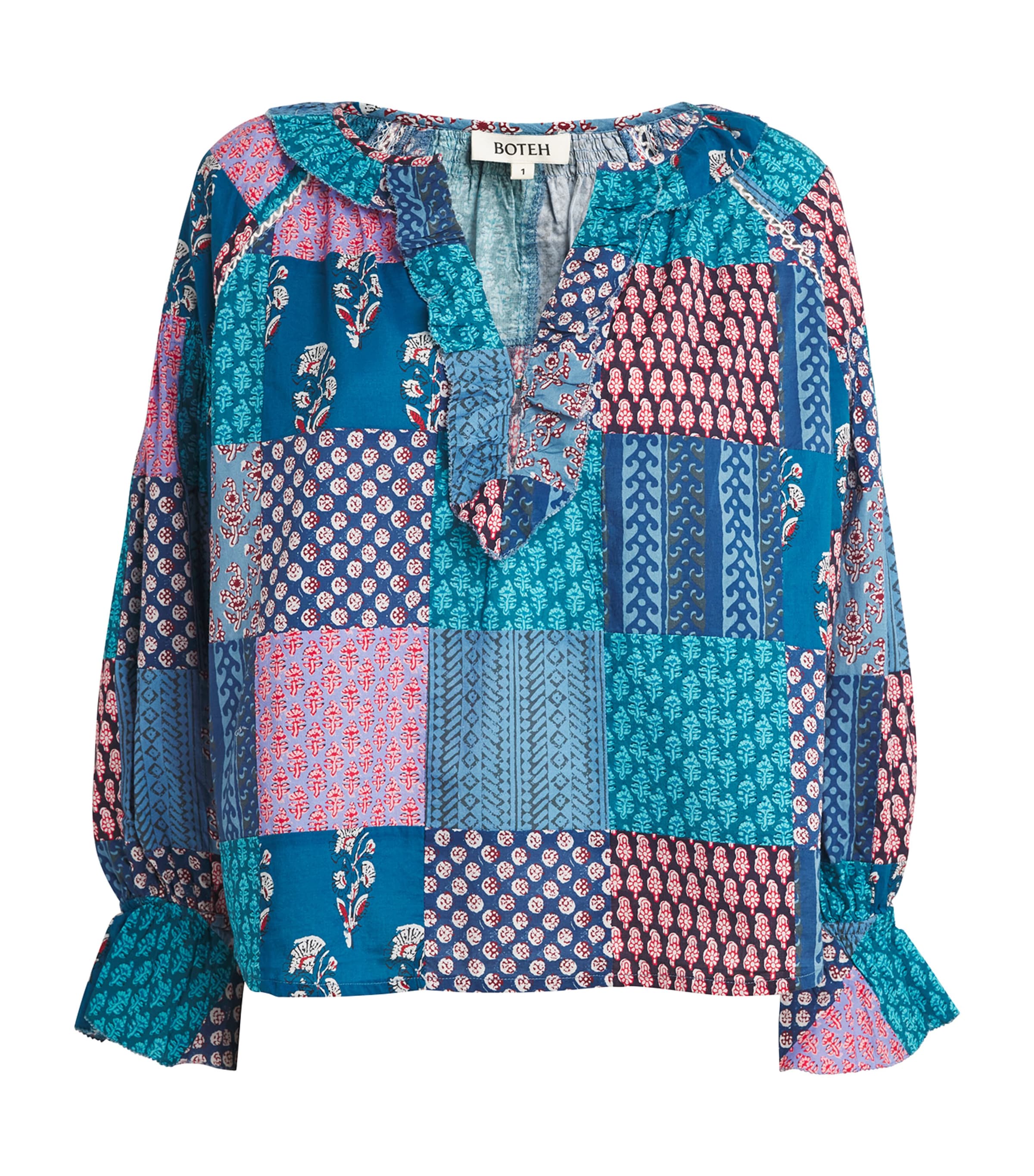 Boteh Cotton Patchwork Cedella Blouse In Multi