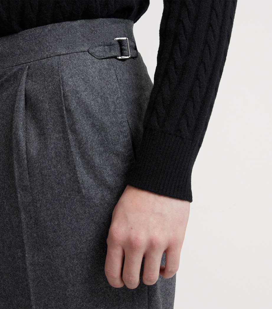 Wool-Cashmere Flannel Pleated Trousers 035MID GREY MELANGE Image 5