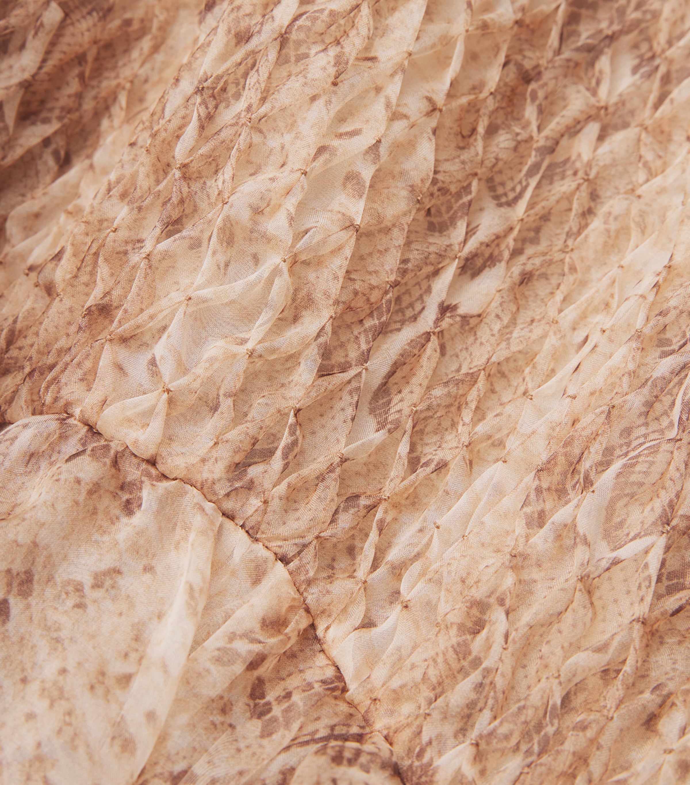 Silk Memento Smocked Flutter Maxi Dress CREAM SNAKE Image 5