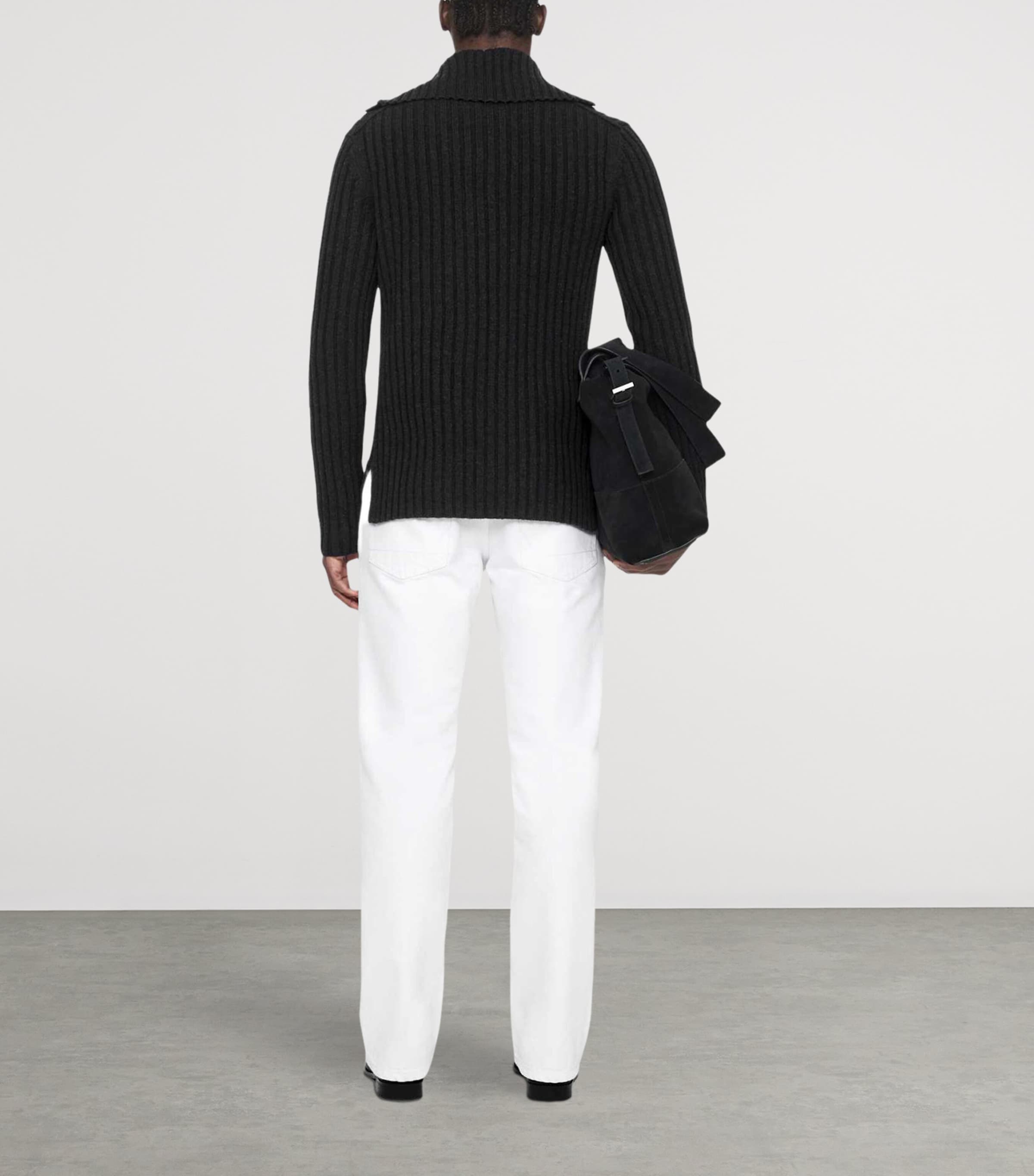 AllSaints Mens Merino Wool Funnel Neck Liev Sweater Cinder Black Marl Image 7