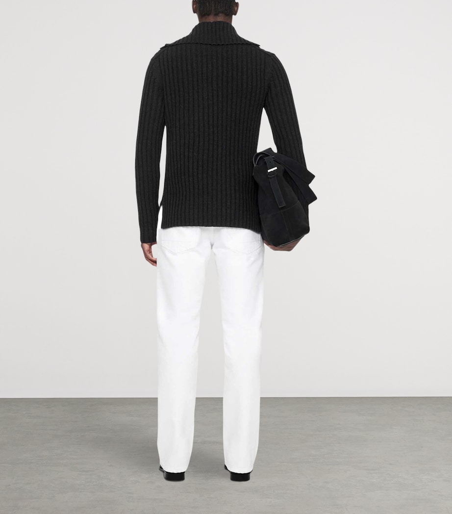 AllSaints Mens Merino Wool Funnel Neck Liev Sweater Cinder Black Marl Image 7