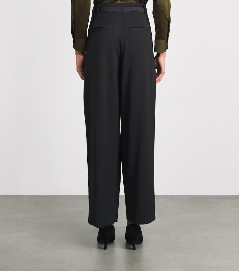 ME+EM Womens Wool-Blend Exaggerated Taper Tux Trousers Black Image 5