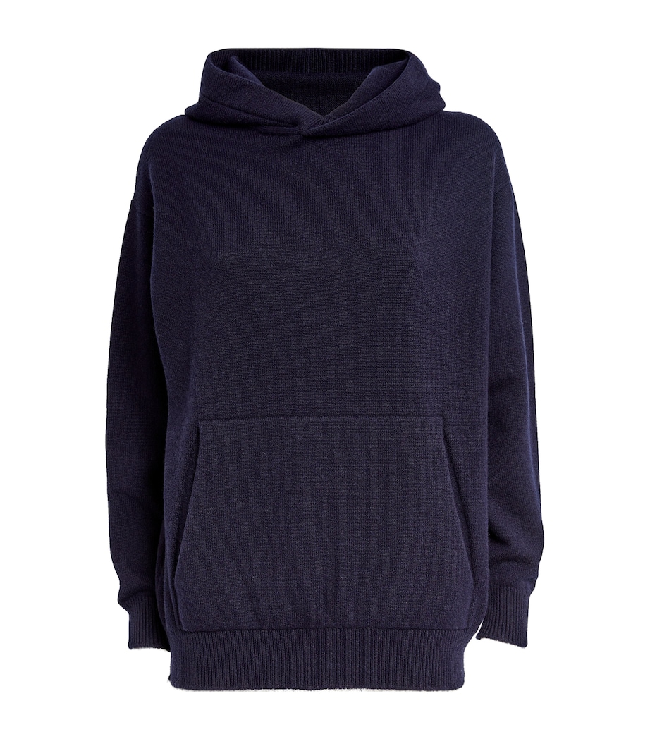 Harrods Womens Cashmere Hoodie Navy Image 1