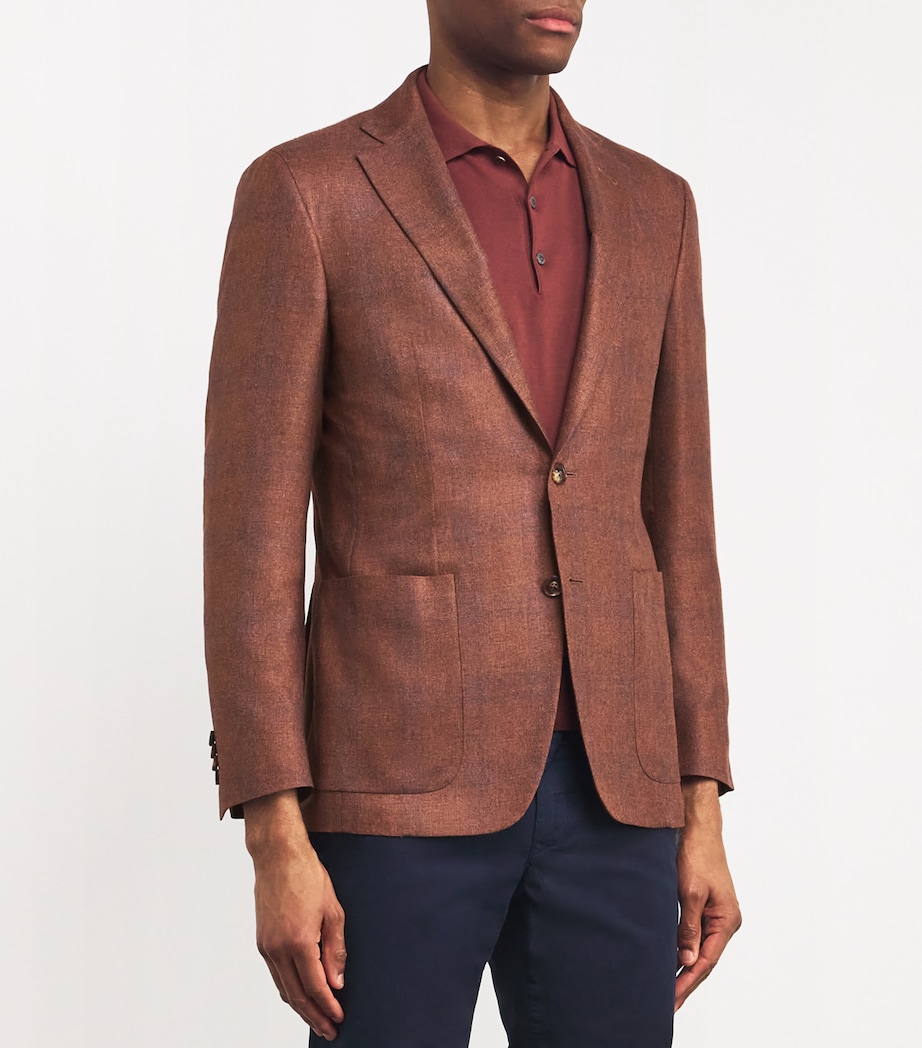Canali Mens Silk-Cashmere Check Blazer Image 3
