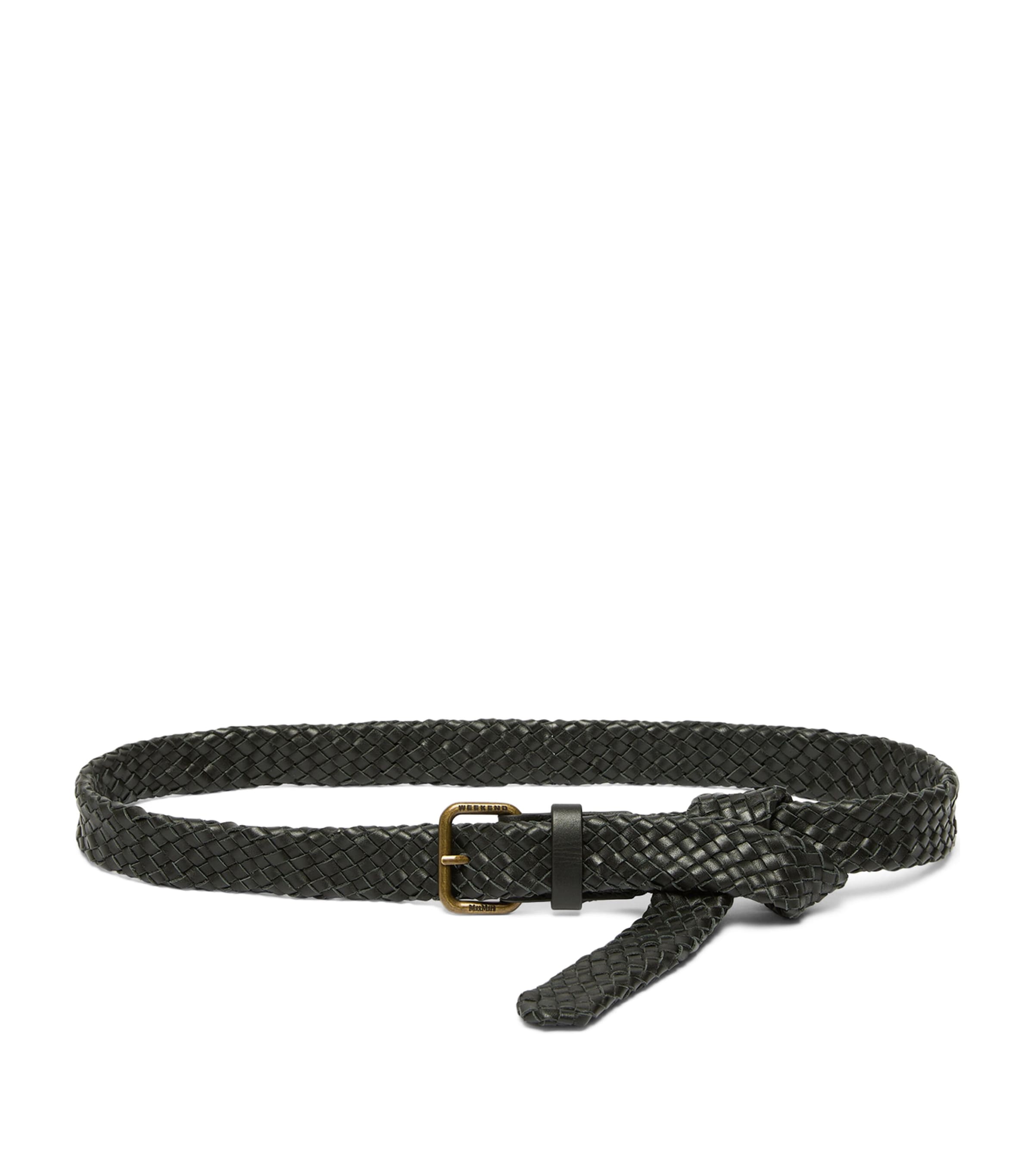 Weekend Max Mara Leather Woven Belt Black Image 1