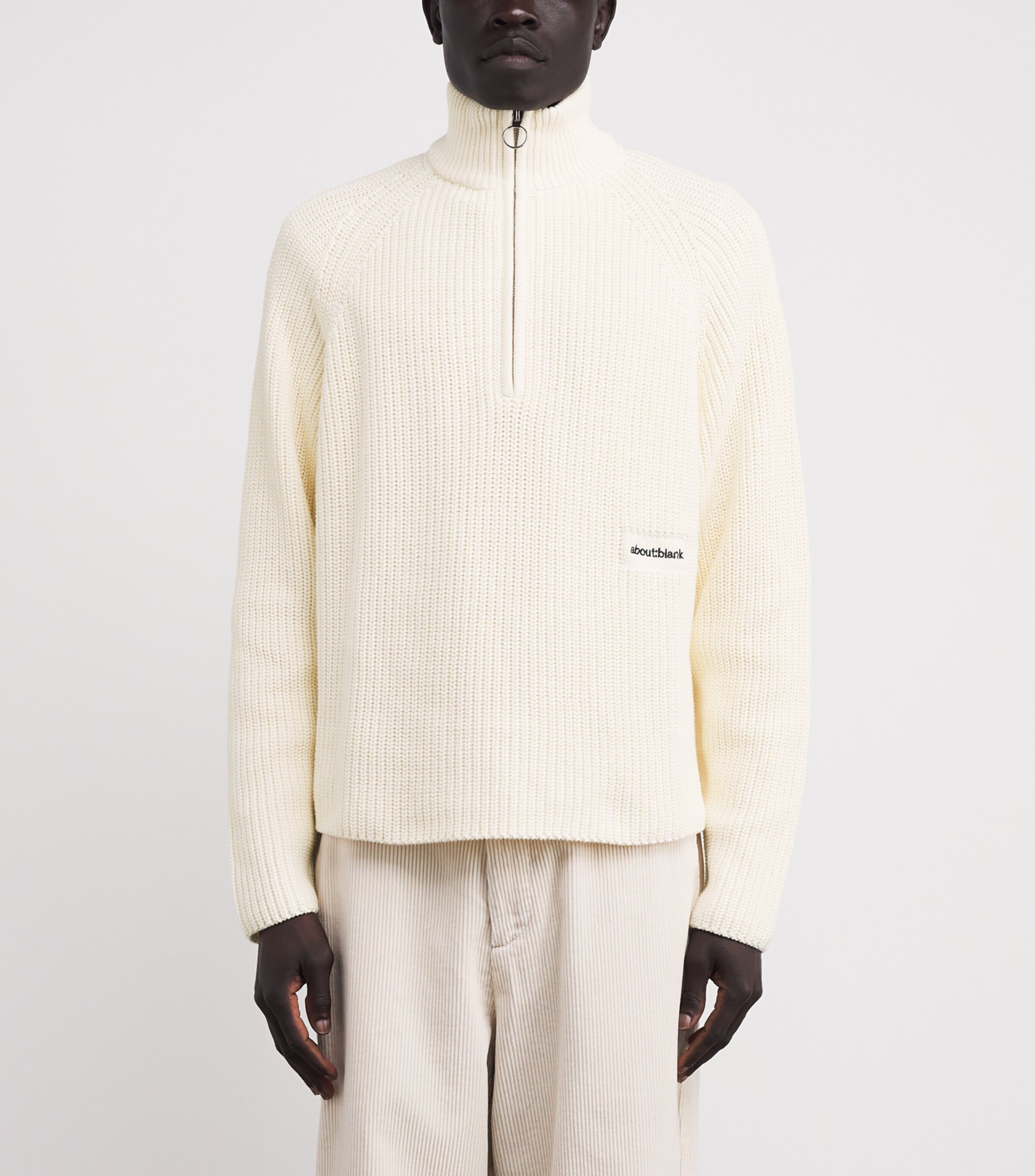 Cotton Half-Zip Sweater ECRU Image 3