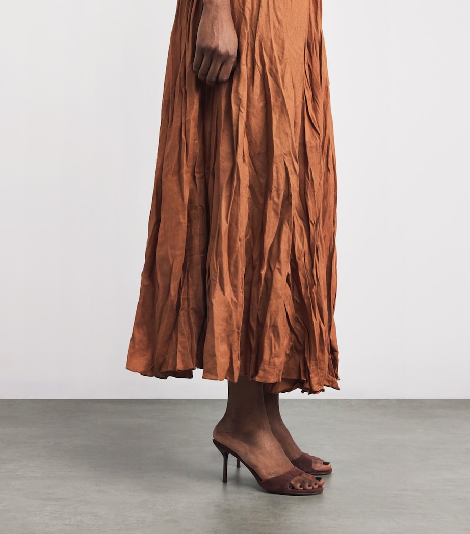 Linen-Blend Empowerment Maxi Skirt BROWN Image 4
