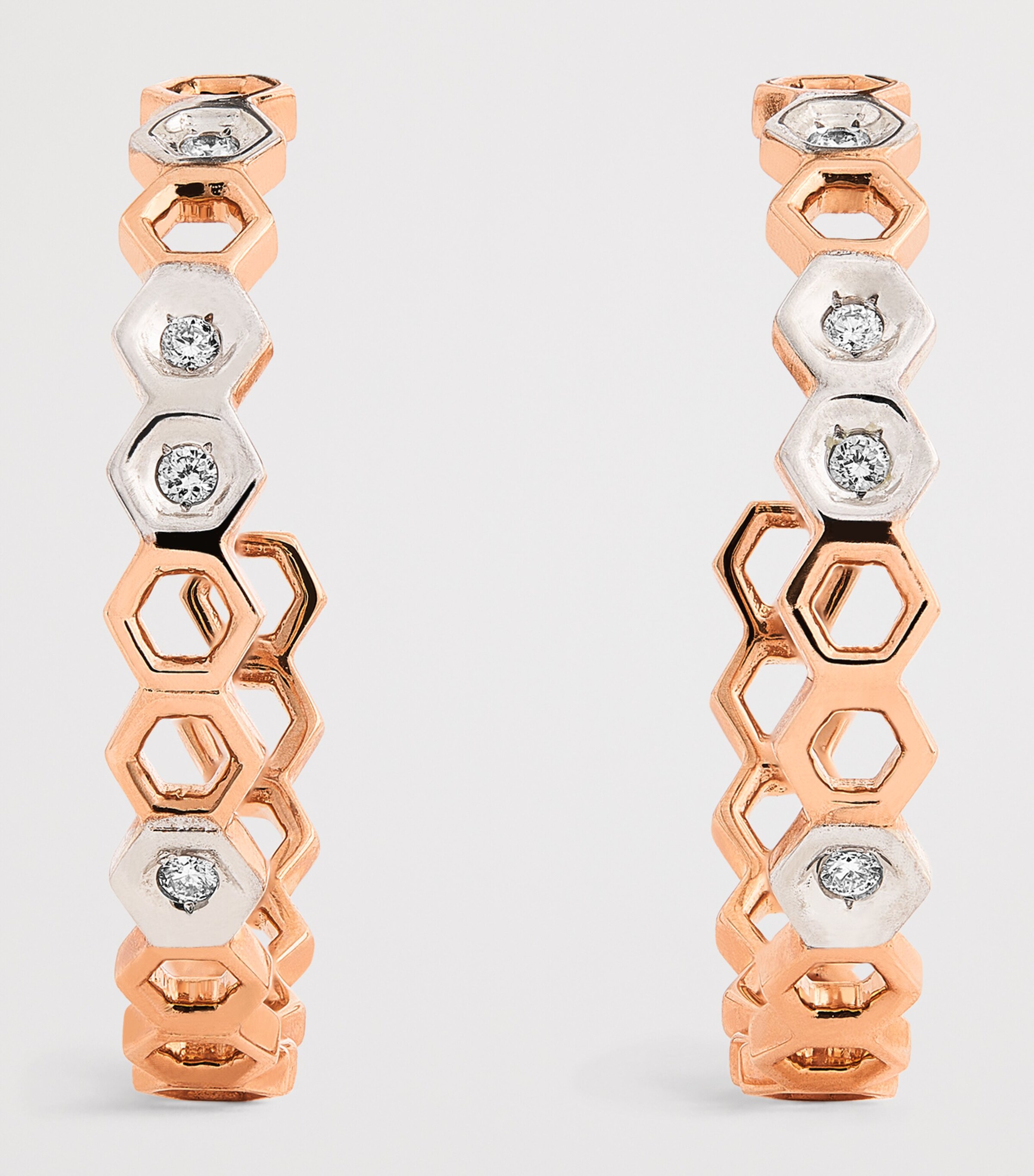 Rose Gold and Diamond Honeycomb Hoop Earrings ROSE GOLD Image 3