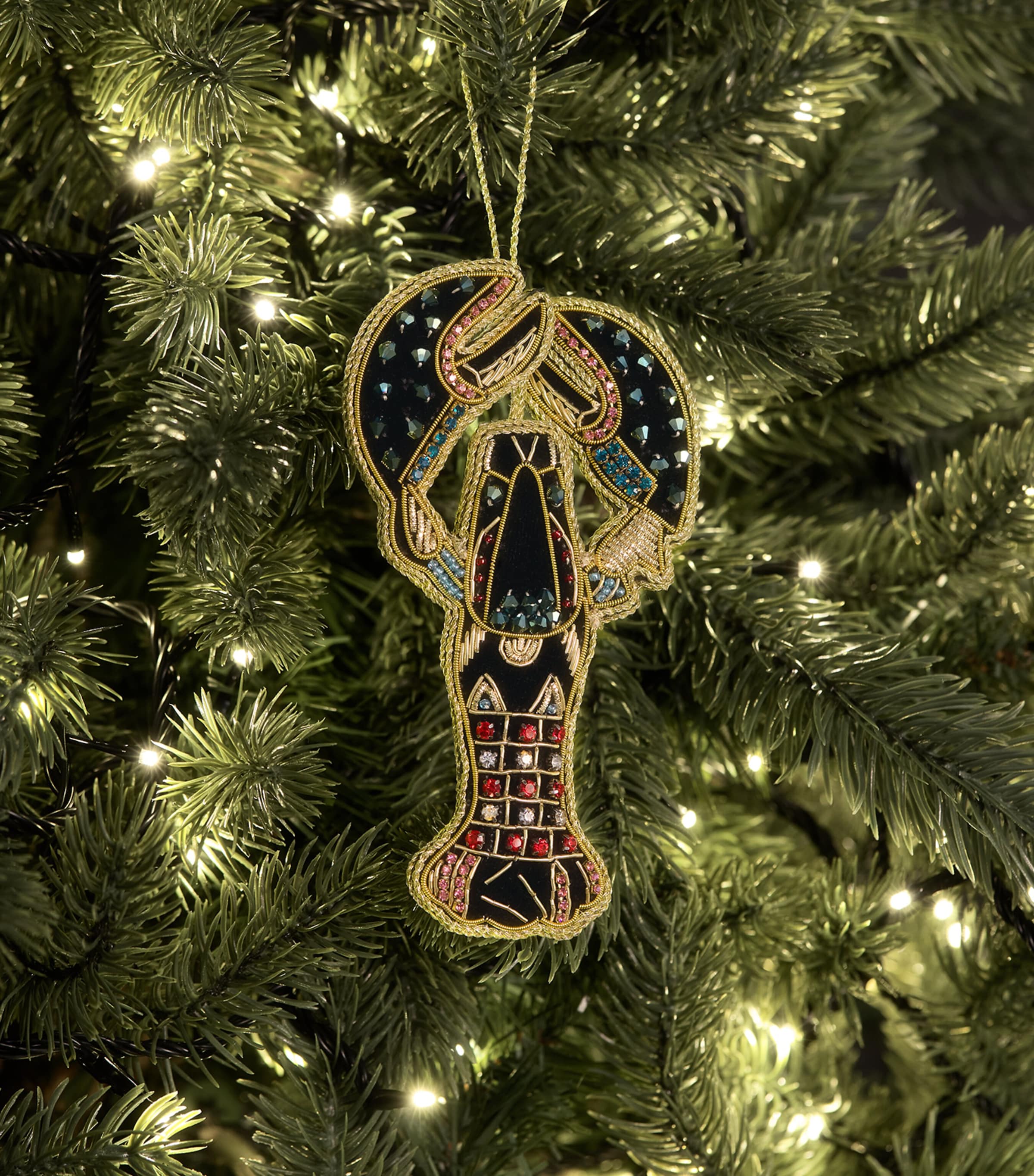 Tinker Tailor Crystal-Embellished Lobster Tree Decoration Black, Coral & Gold Image 3