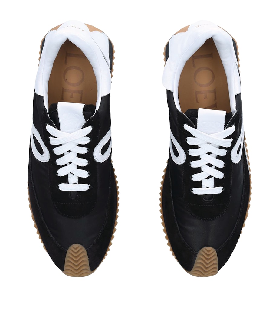 Suede-Panel Flow Runner Sneakers BLK/WHITE Image 4