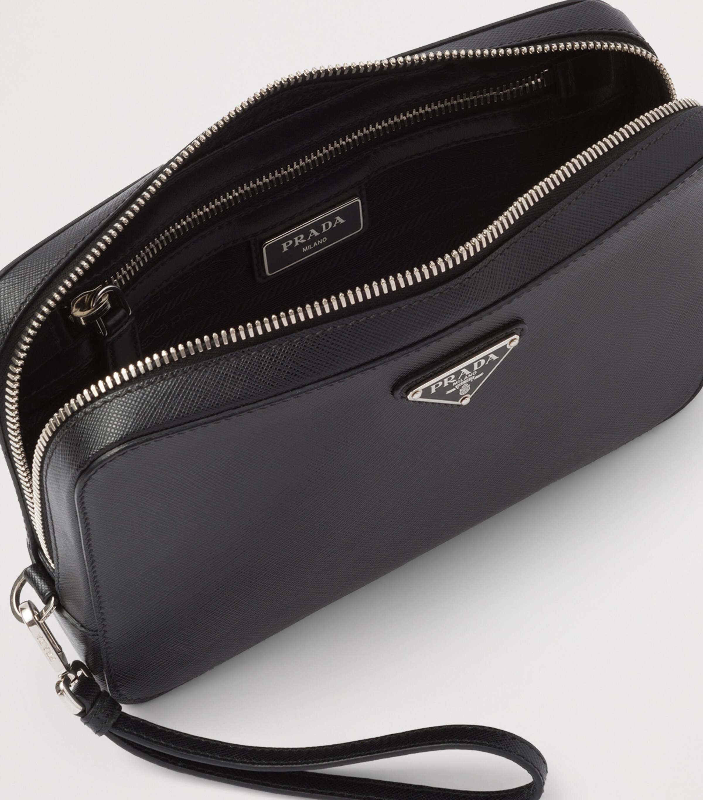 Prada Saffiano Leather Pouch Black Image 6