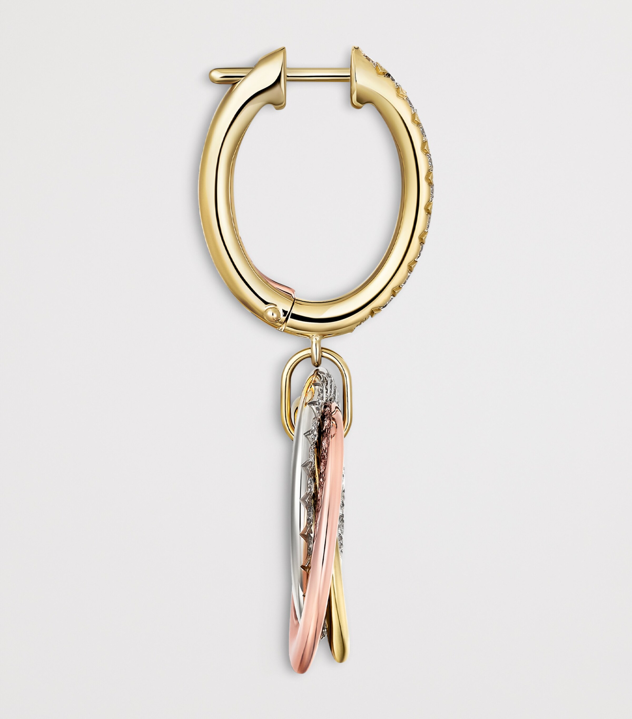 Cartier Yellow, White, Rose Gold and Diamond Trinity Earrings Mixed Gold Image 4
