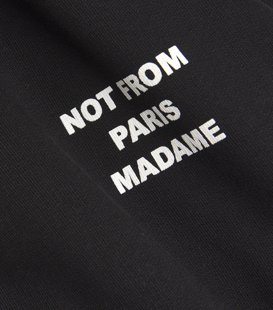 Cotton Slogan Hoodie BLACK Image 5