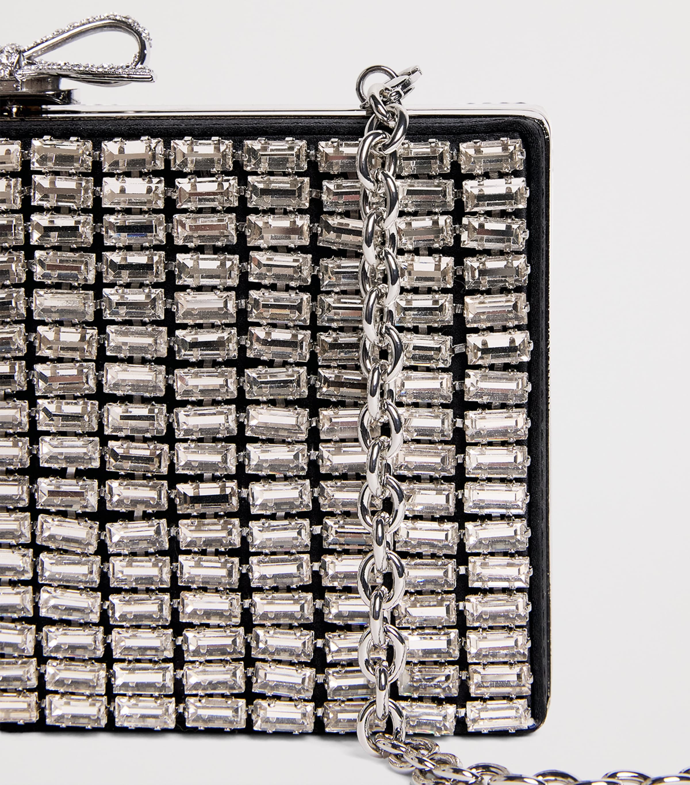 Self-Portrait Crystal Chainmail Clutch Bag Silver Image 6