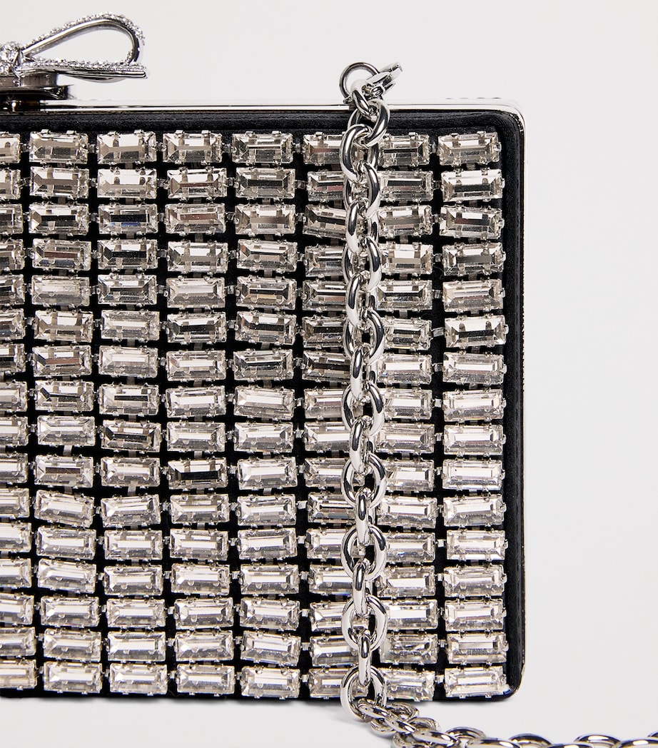 Self-Portrait Crystal Chainmail Clutch Bag Silver Image 6