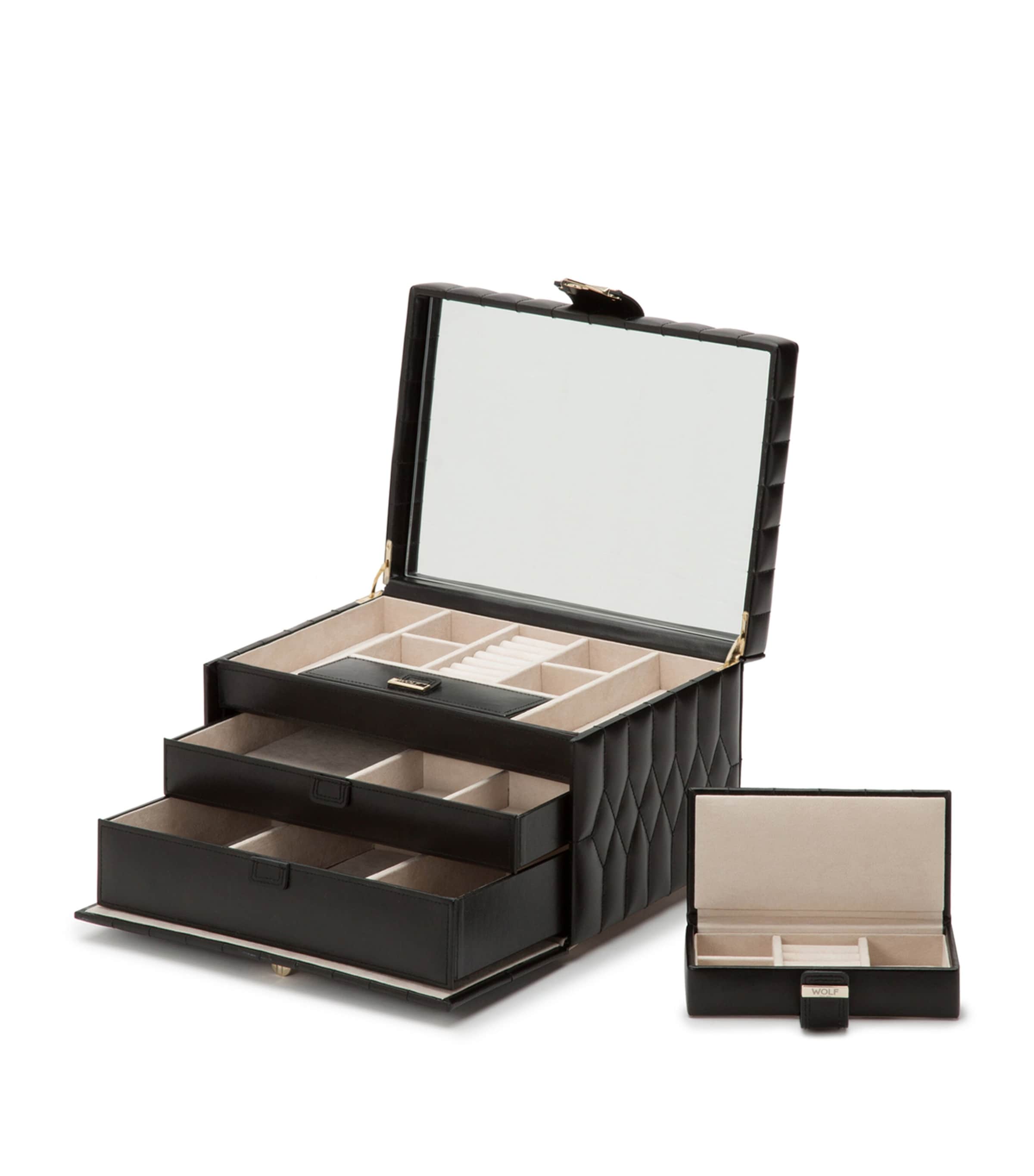 WOLF Medium Caroline Jewellery Box Black Image 2