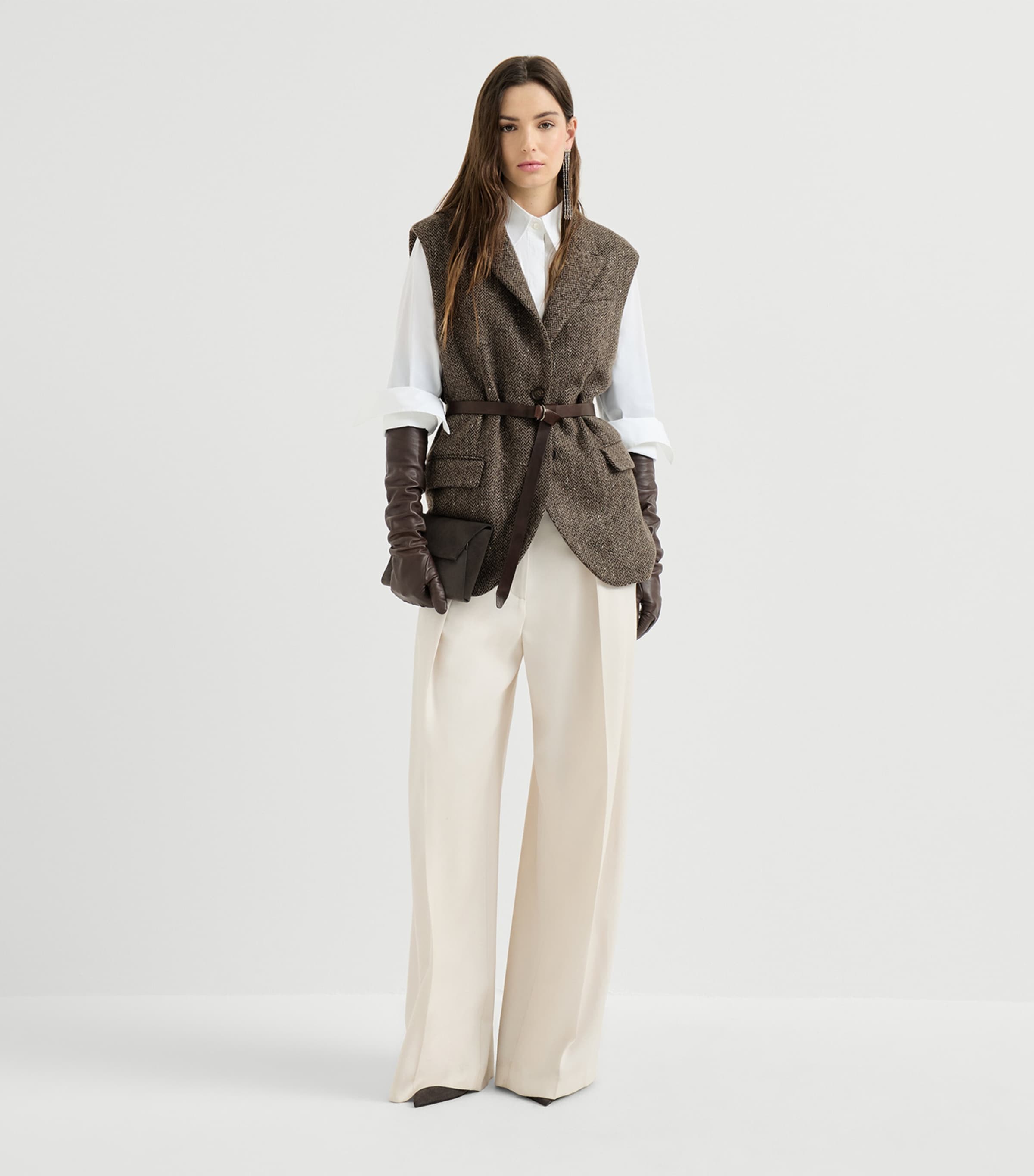 Brunello Cucinelli Womens Wool-Blend Sleeveless Blazer Image 5
