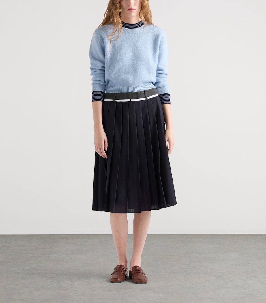Prada Womens Cashmere-Blend Sweater Light Blue Image 2