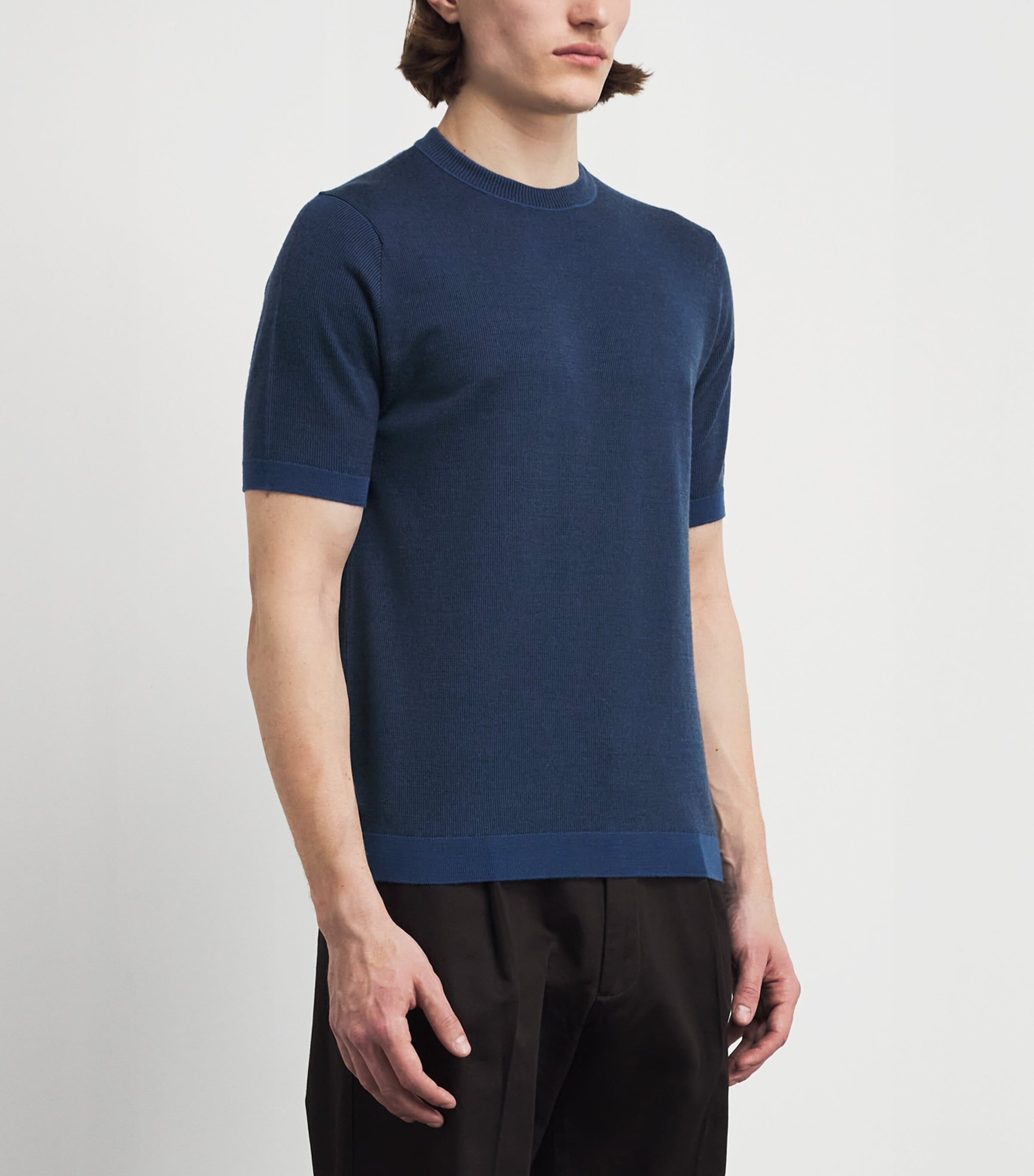 John Smedley Mens Merino Wool Roderick T-Shirt Teal Firth/hpb Image 4