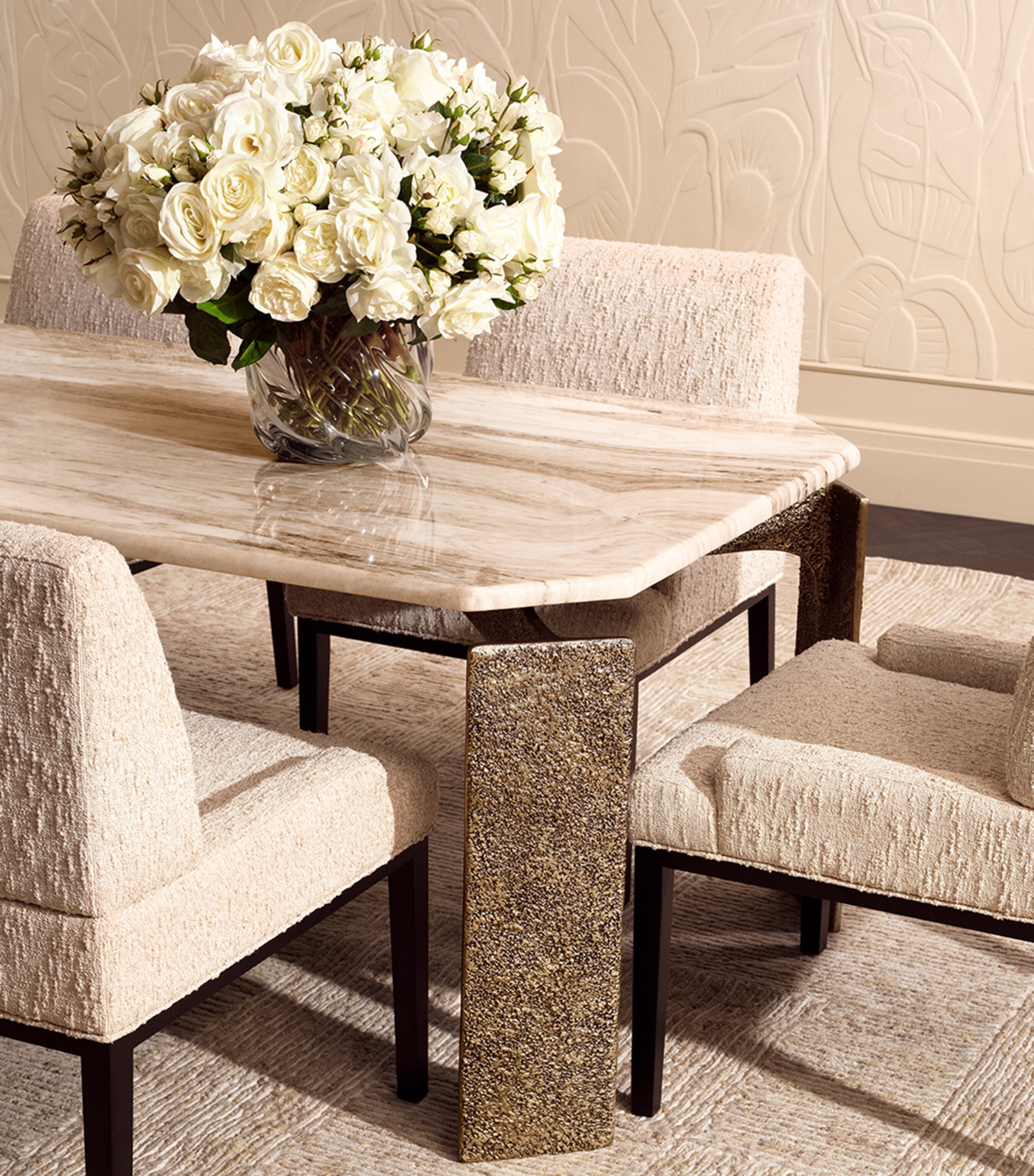 Eichholtz Marble Bodega Rectangular Dining Table Brass Image 2