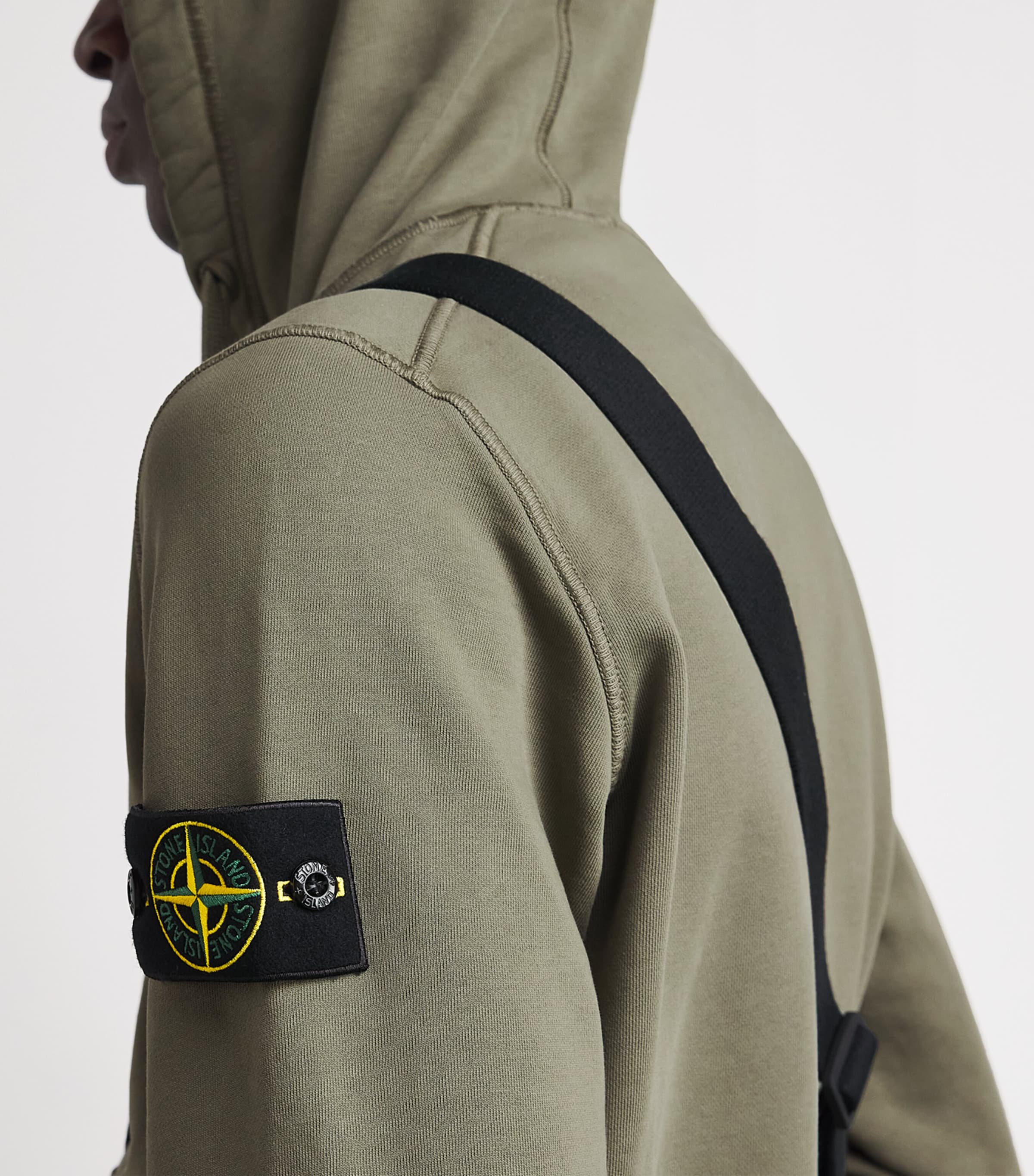 Stone Island Mens Organic Cotton Fleece Hoodie Image 3
