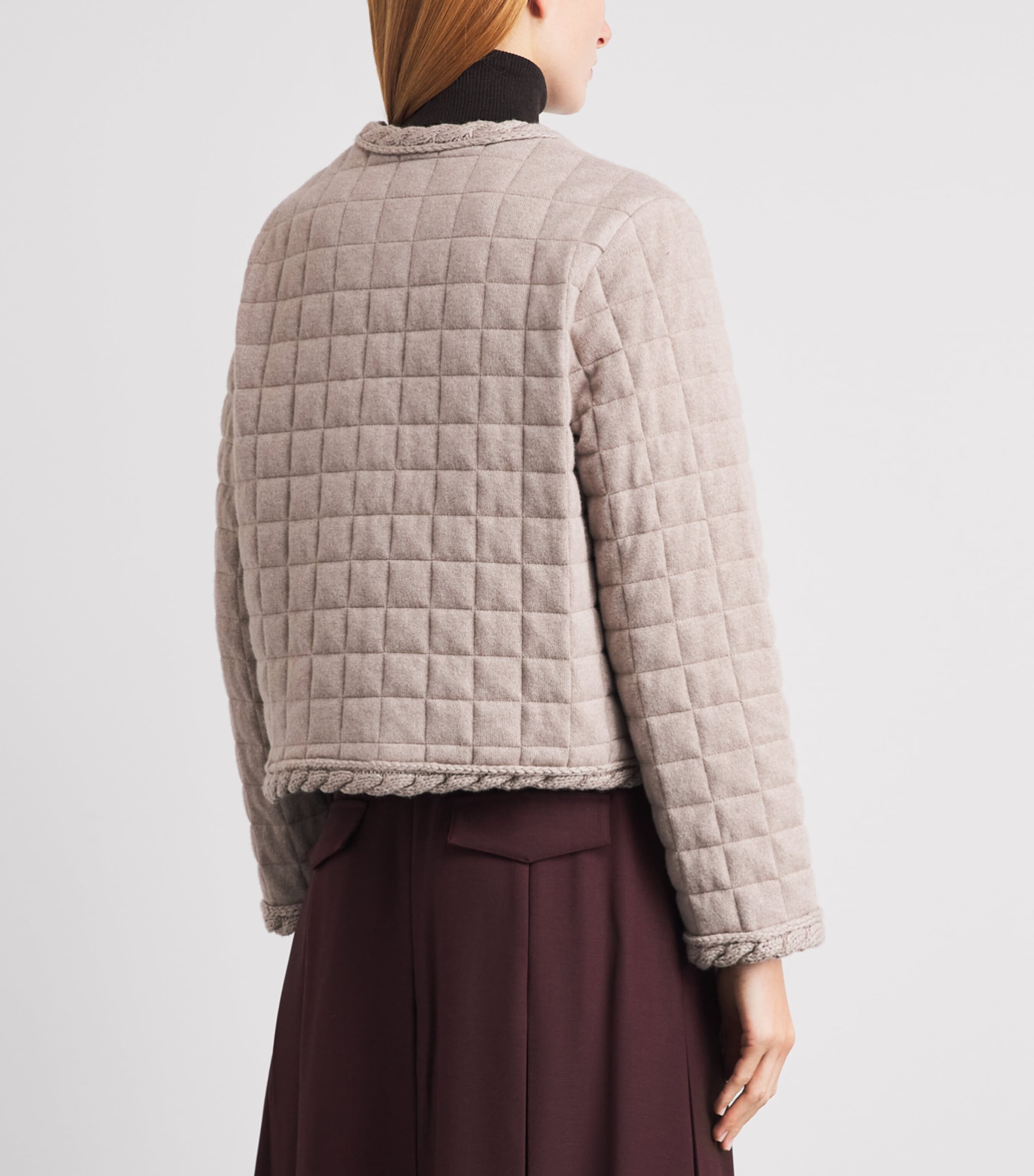 Fabiana Filippi Womens Wool-Silk-Cashmere Quilted Jacket Moka Meringa Image 5