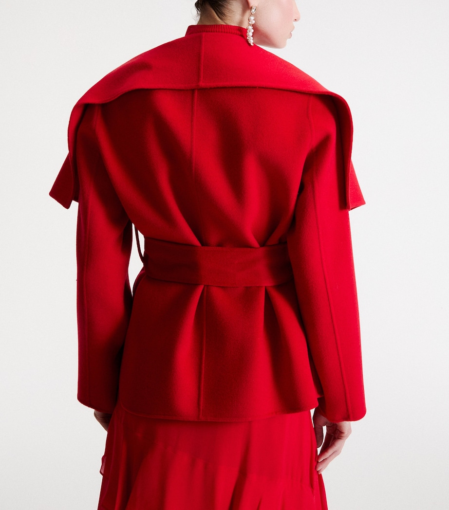 Marella Womens Virgin Wool Belted Coat Red Image 3